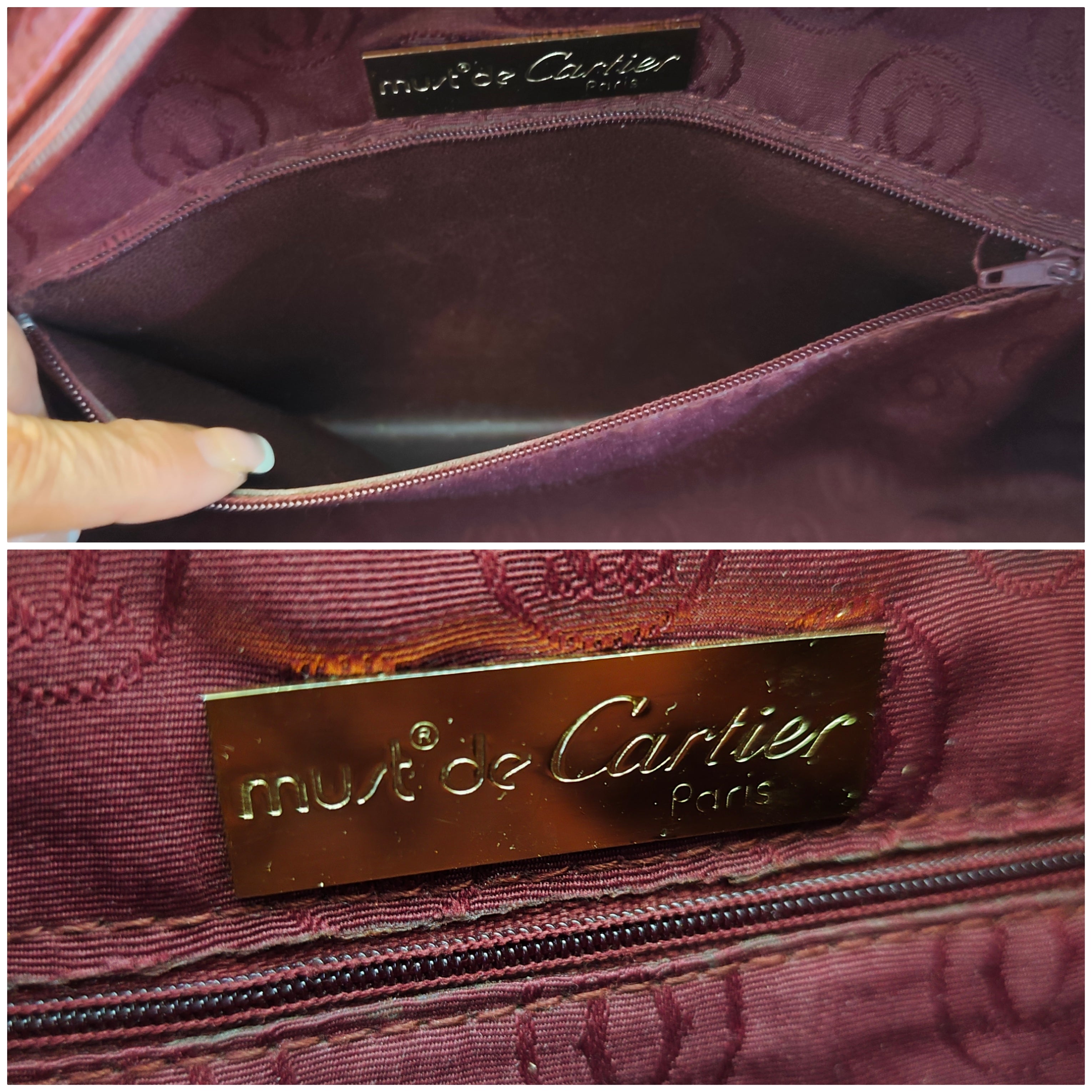 Cartier - Borsa a Mano Doubleface in Pelle Bordeaux