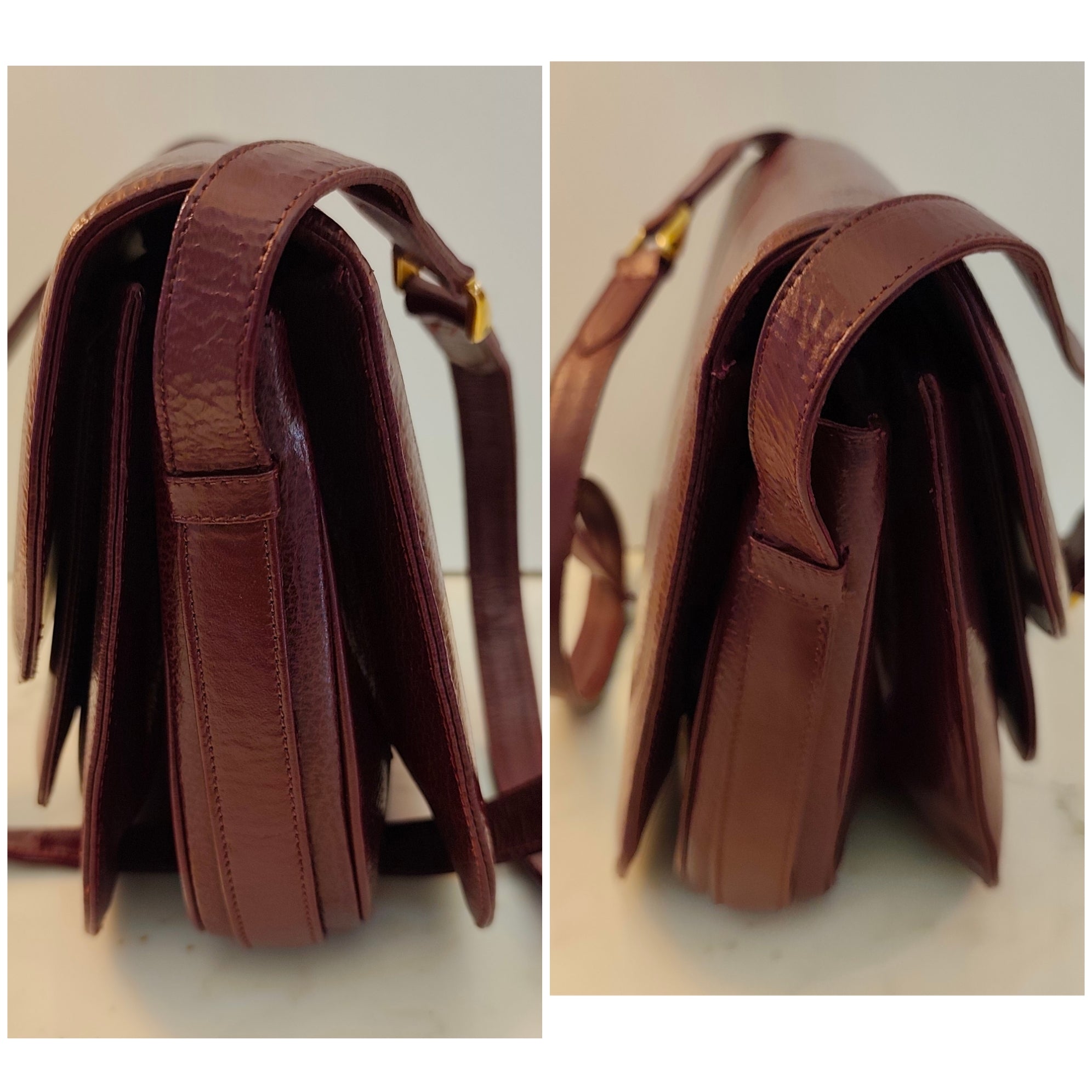 Cartier - Camera Bag a Tracolla Pelle Bordeaux a 3 Soffietti