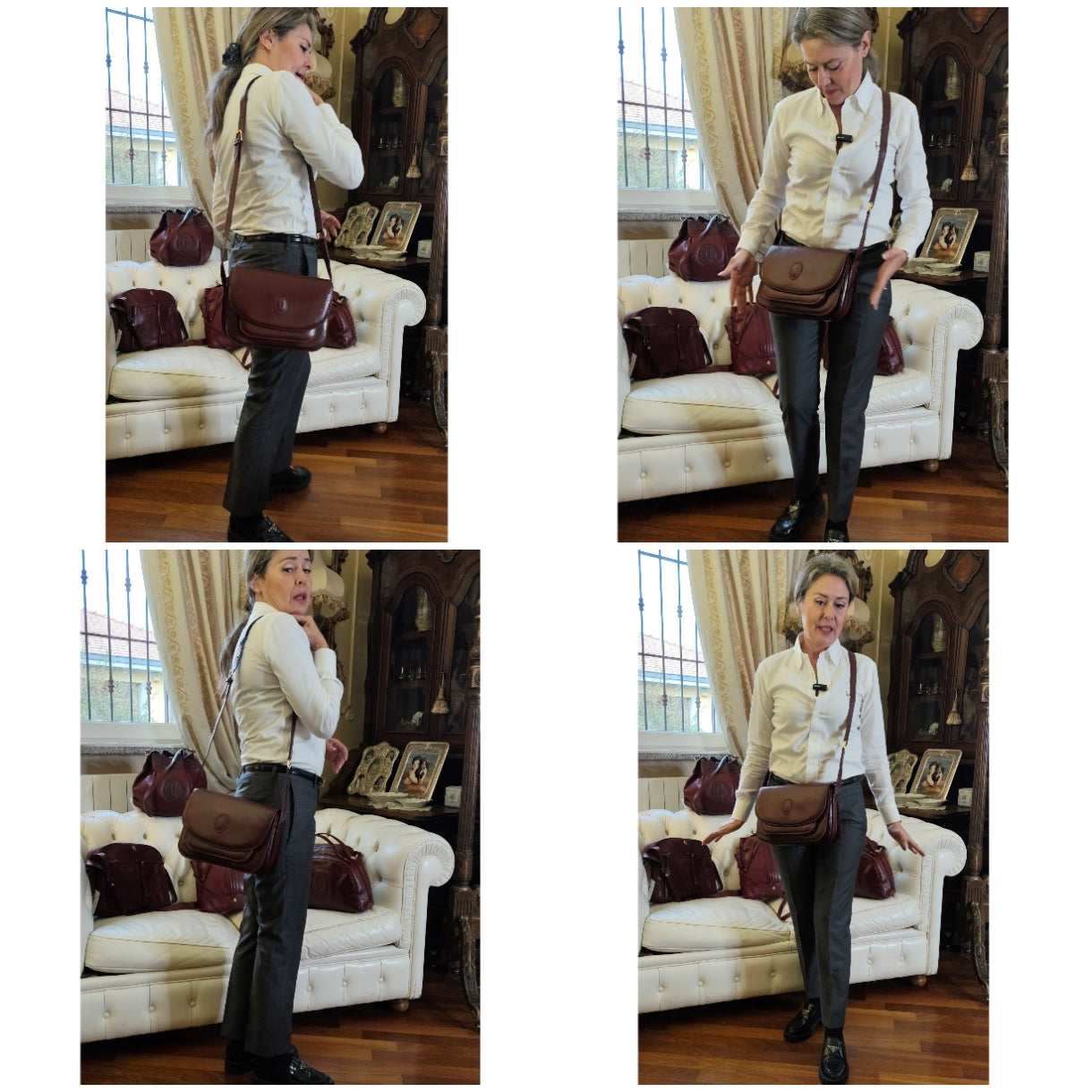 Cartier - Camera Bag a Tracolla Pelle Bordeaux a 3 Soffietti