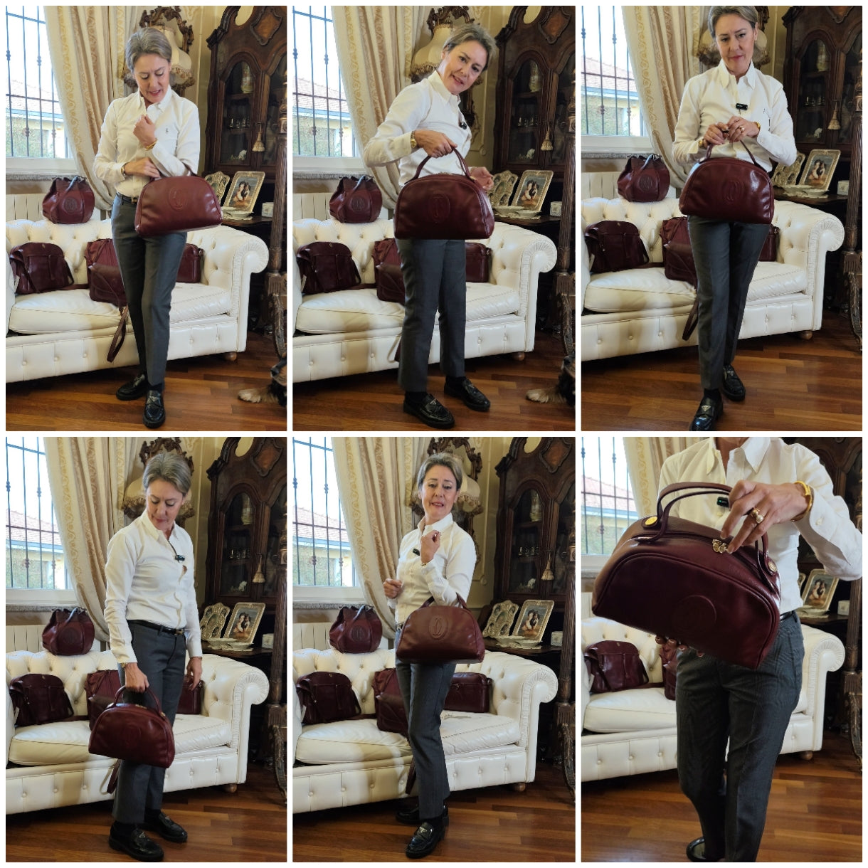 Cartier - Borsa a Mano Doubleface in Pelle Bordeaux