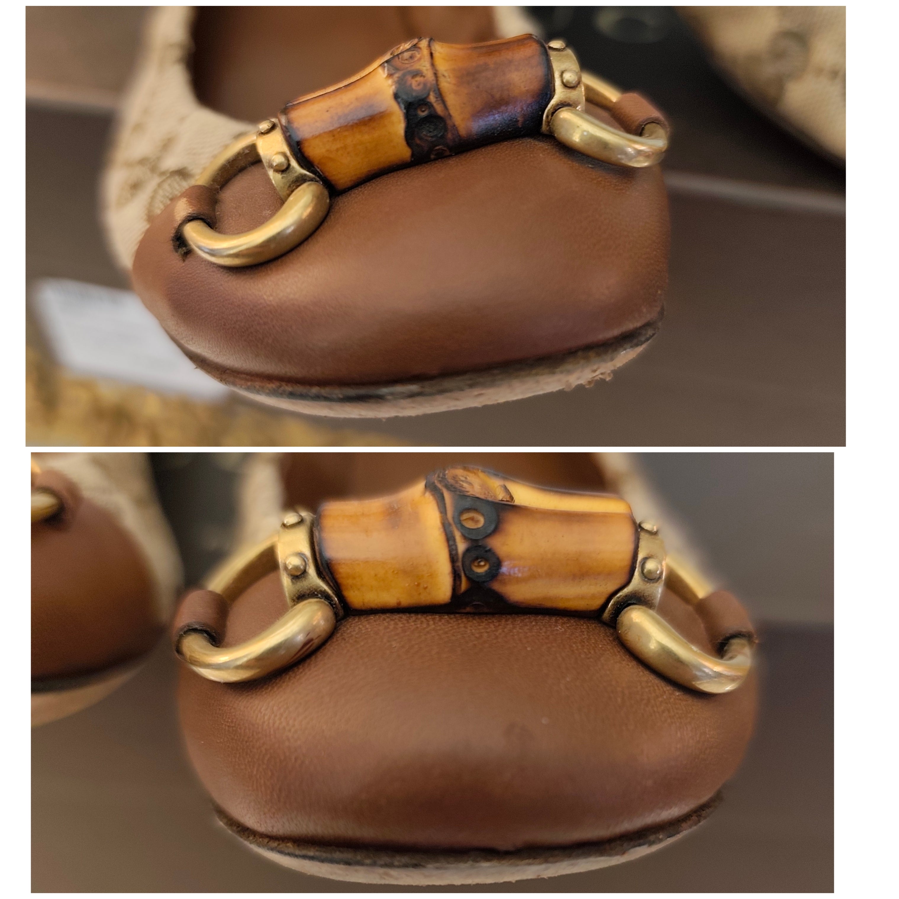 Gucci - Ballerine in Tessuto “GG” e Pelle con Morsetto in Bambù