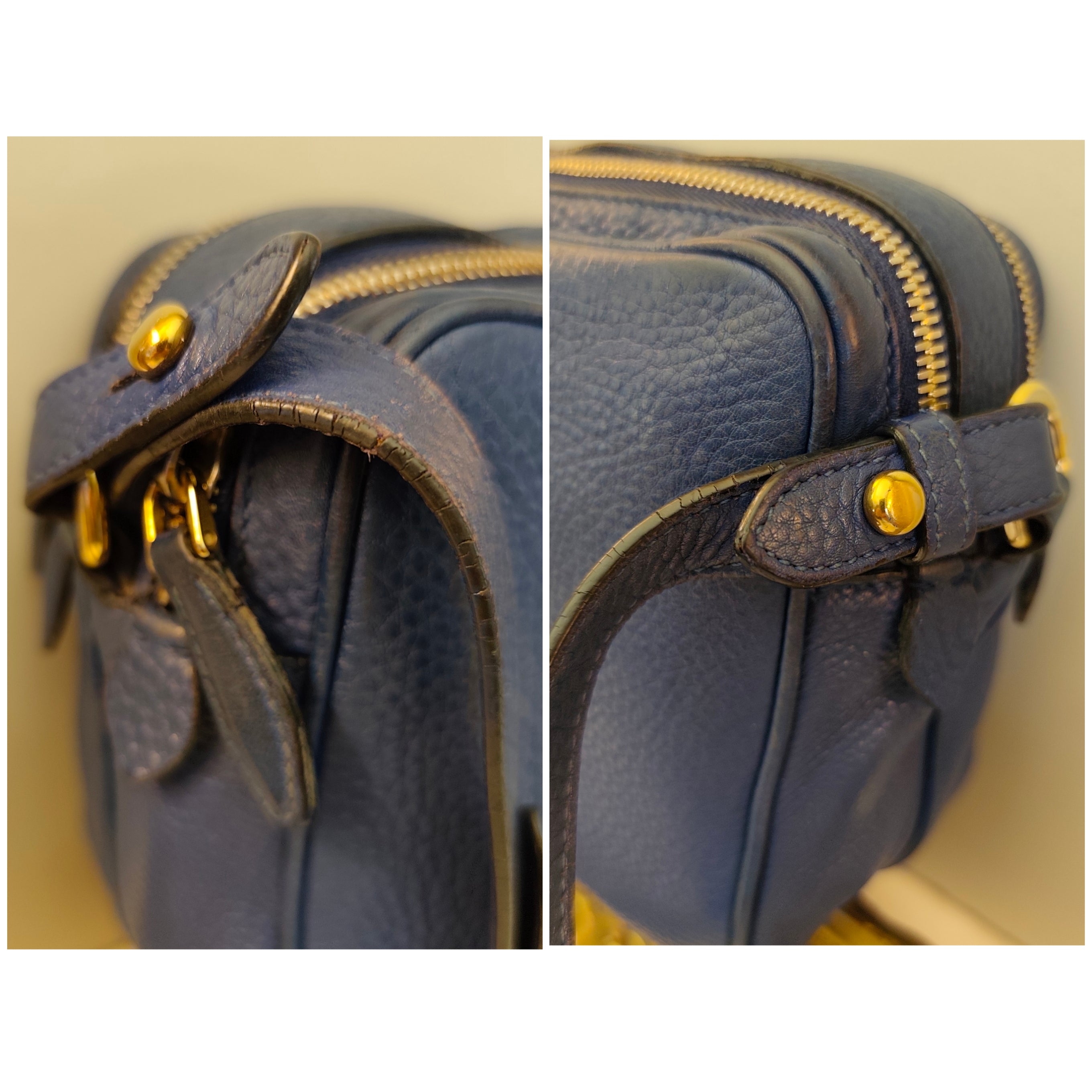 Prada - Camera Bag Postina Doppia in Pelle Blu Royal