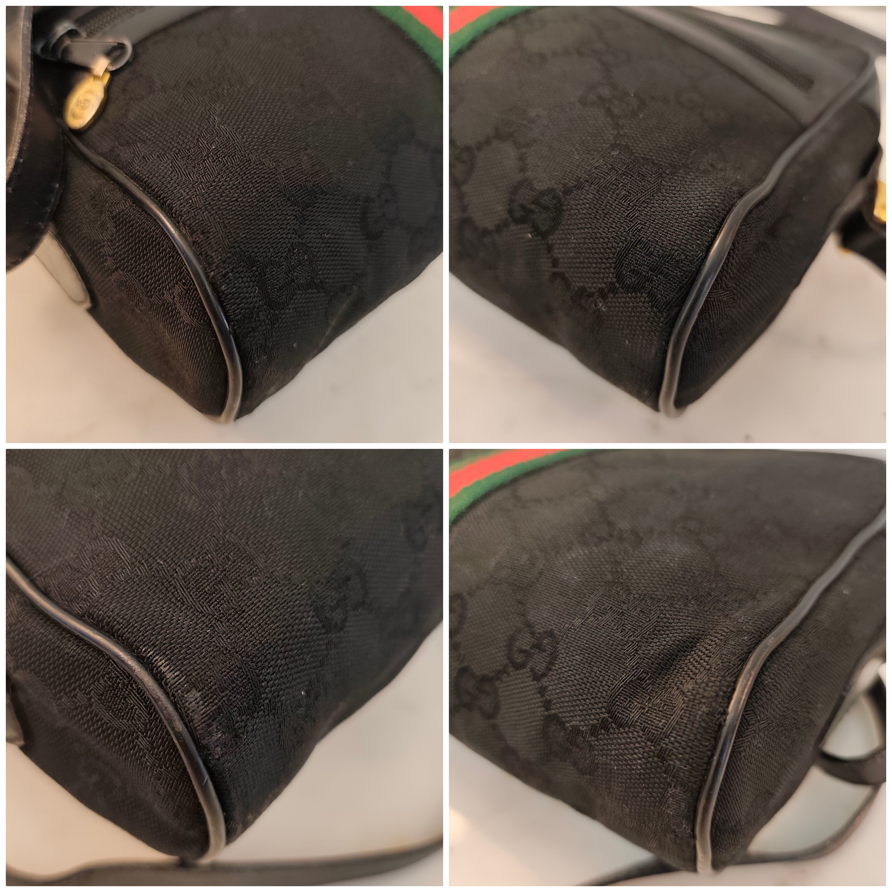 Gucci - Ophidia Camera Bag Postina in Tessuto “GG” e Pelle Nera