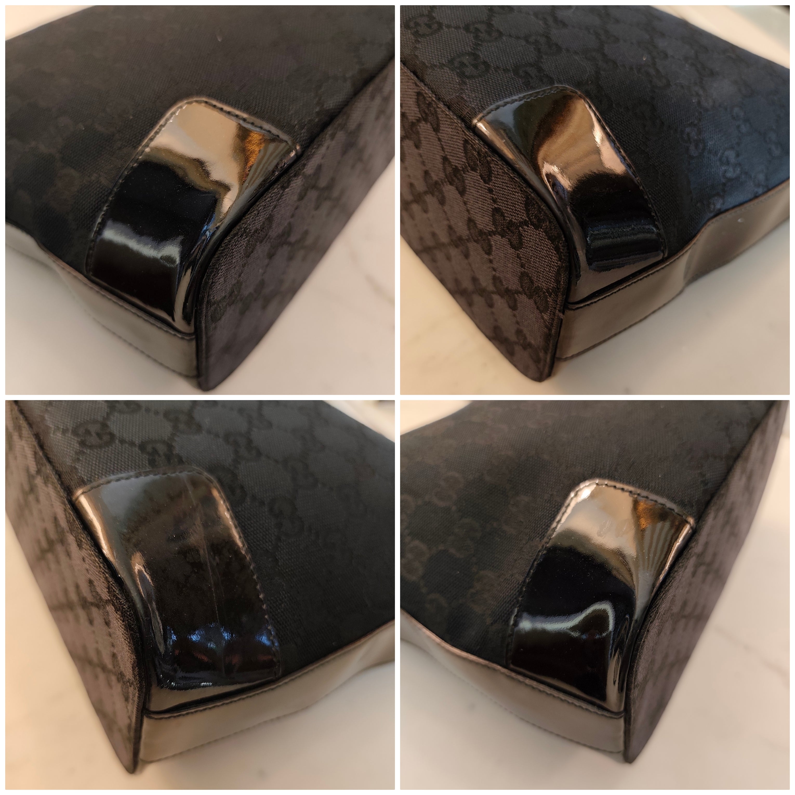 Gucci - Jackie Hobo Bag in Canvas GG Nero e Dettagli in Pelle Lucida