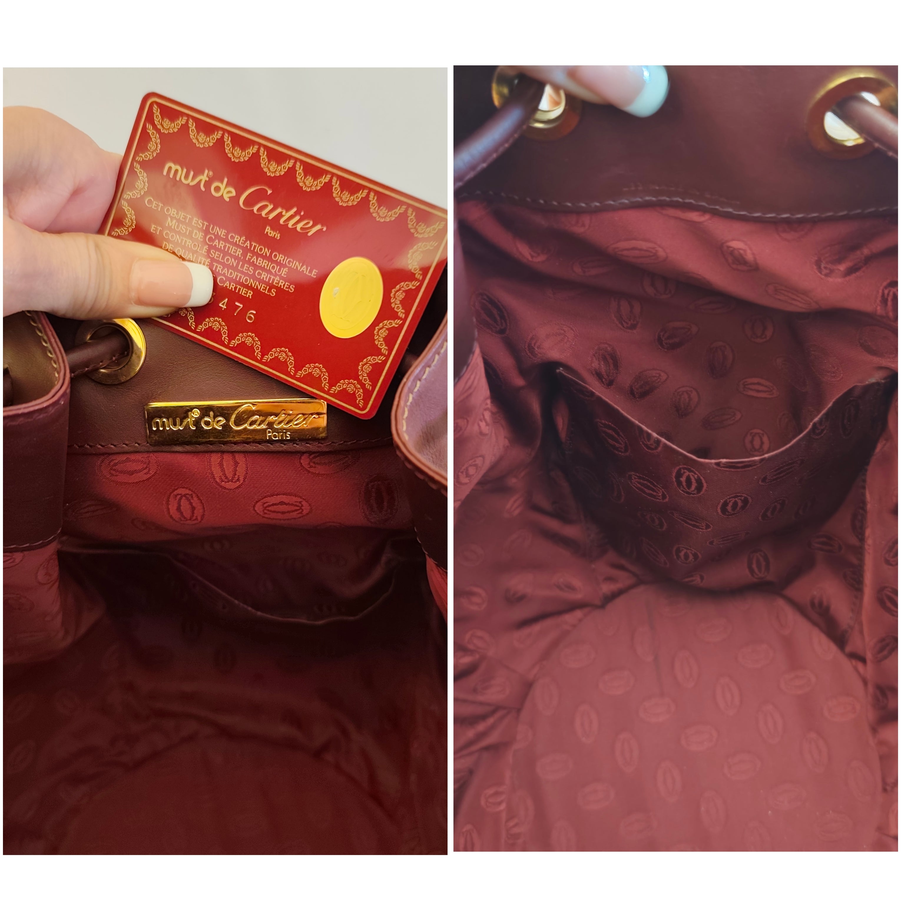 Cartier – Borsa Secchiello in Pelle Bordeaux