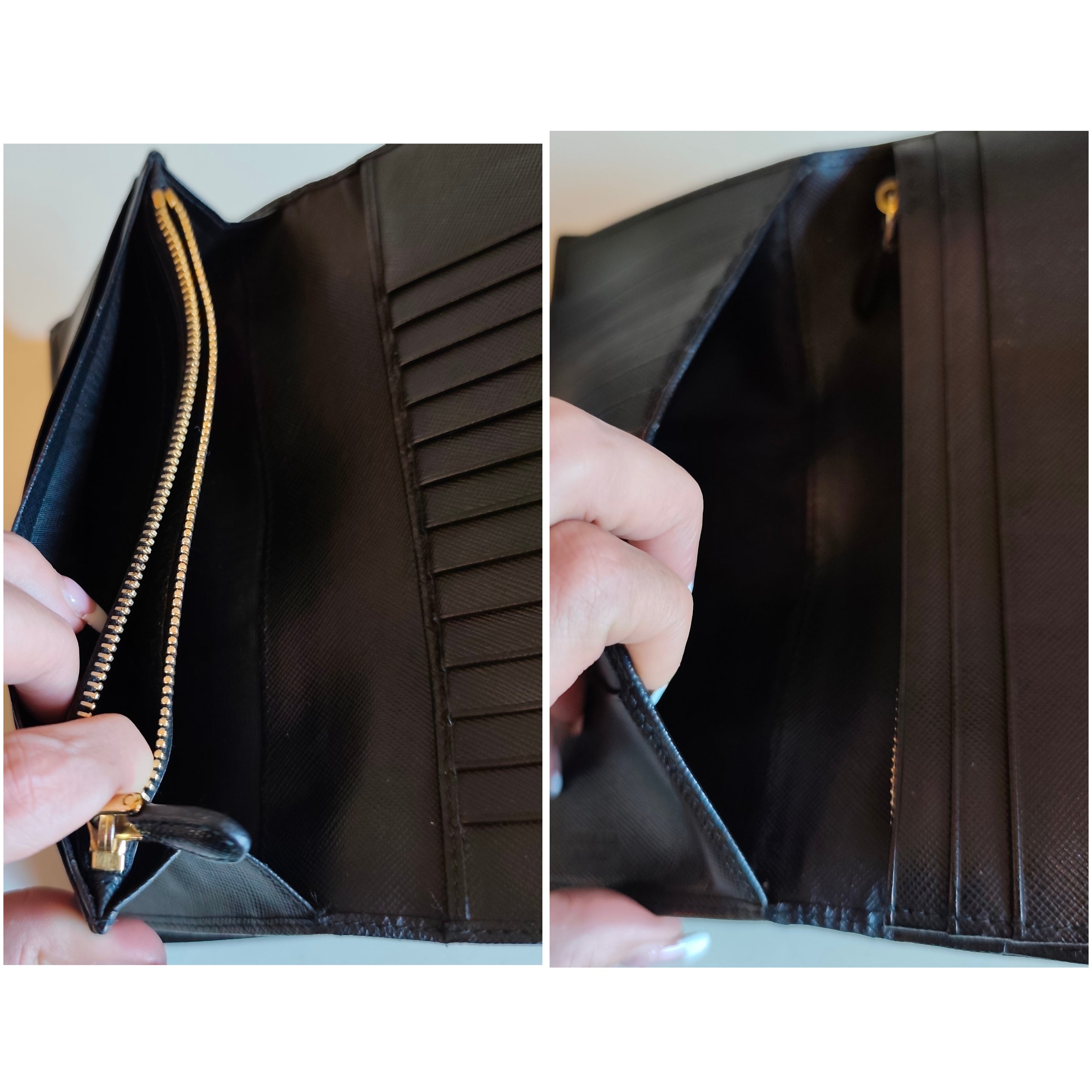 Prada - Portafoglio Donna a Libro Grande in Pelle Saffiano Nera