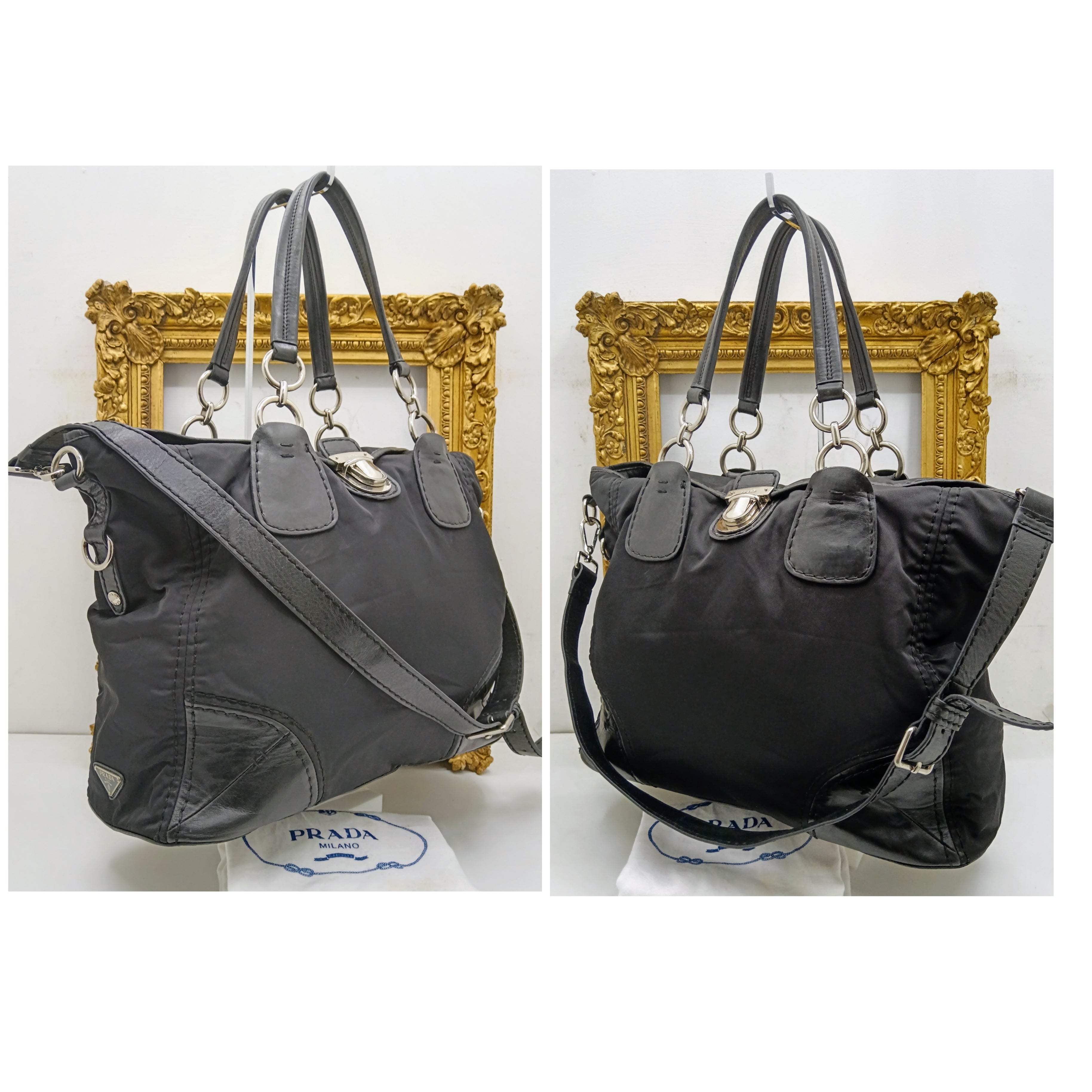 Prada - Shopper a Spalla o Tracolla Nylon e Pelle Chiusura a Scatto