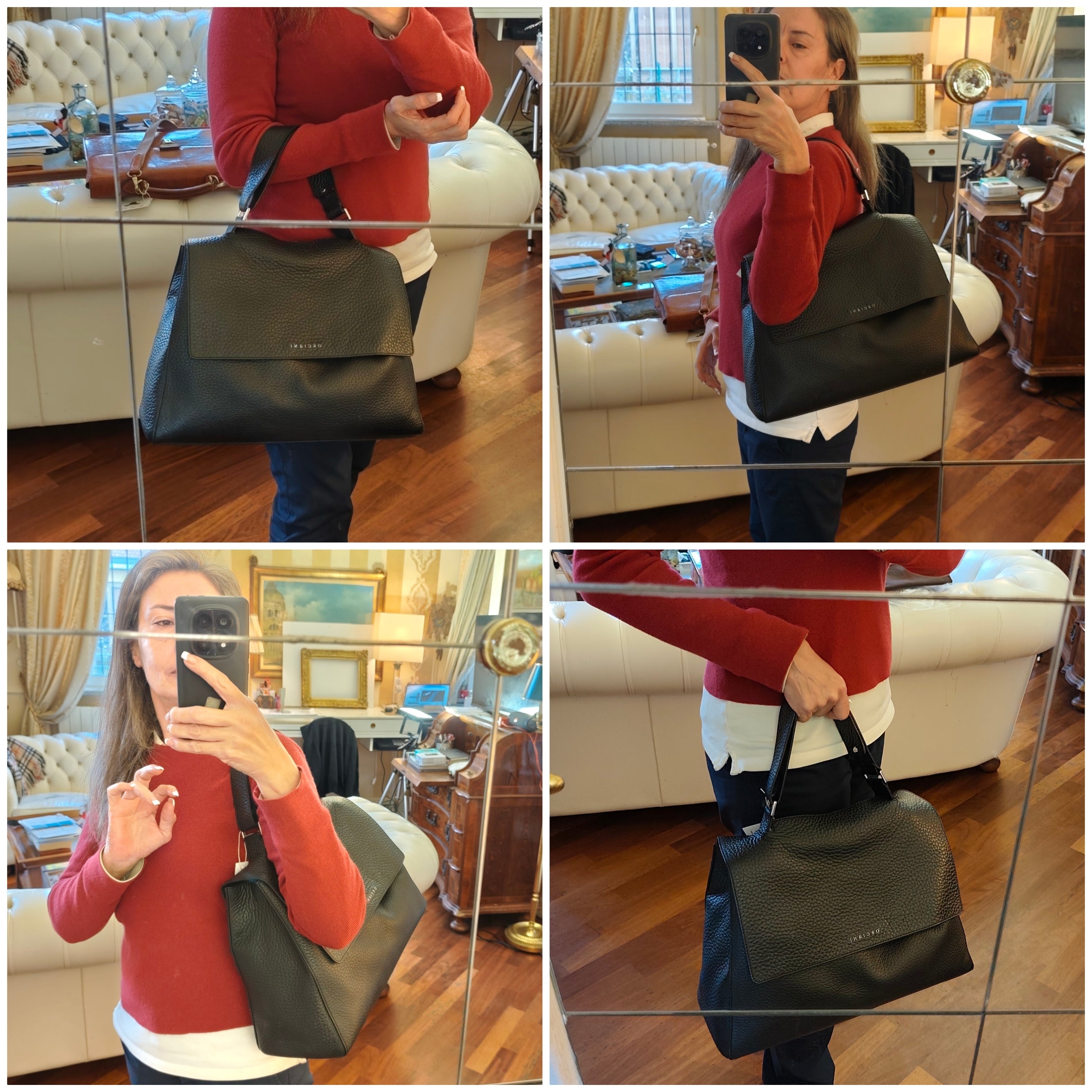 Orciani – Sveva Soft Grande Pelle Martellata Nera