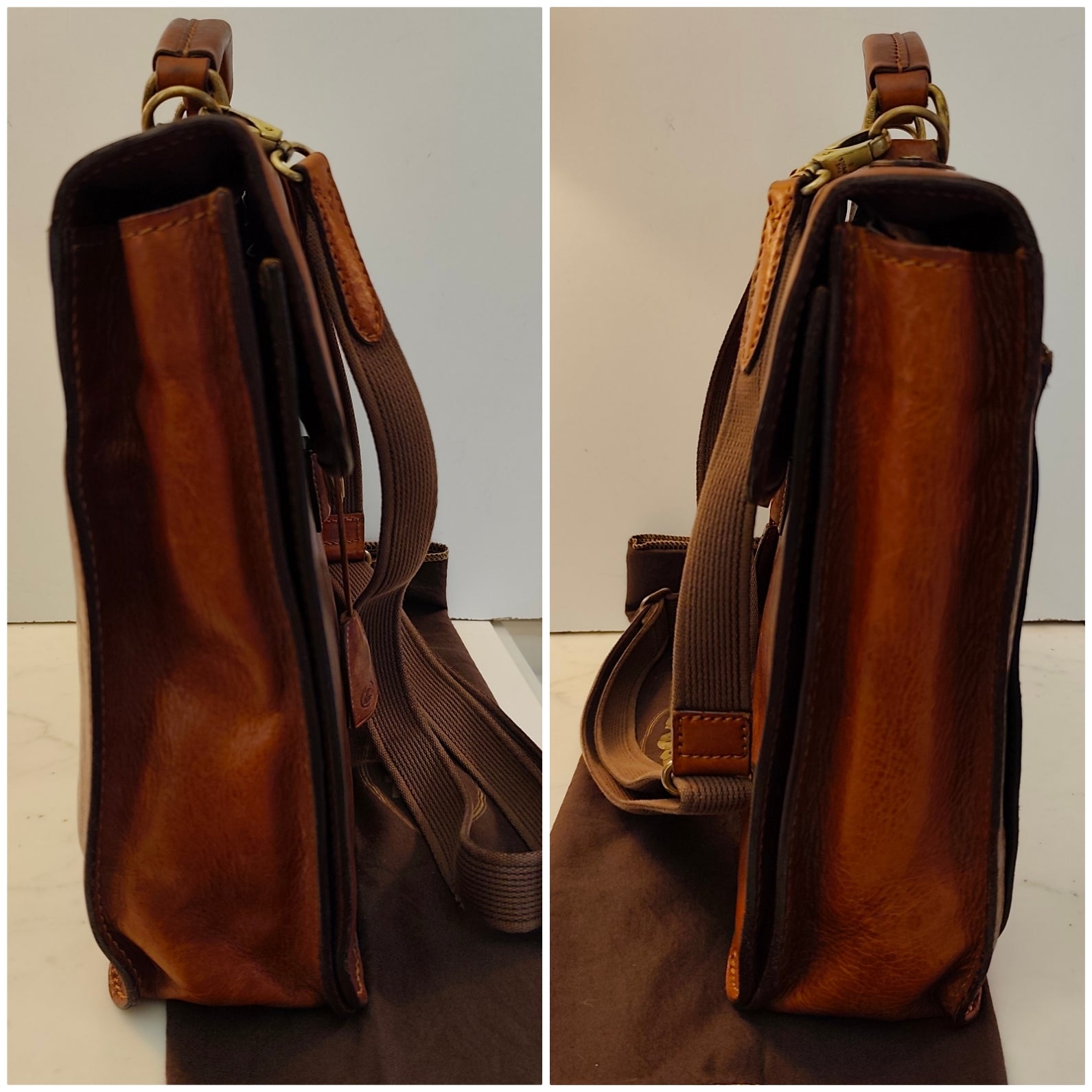 The Bridge – Cartella Story 1 Soffietto a Scatto in Pelle Vintage