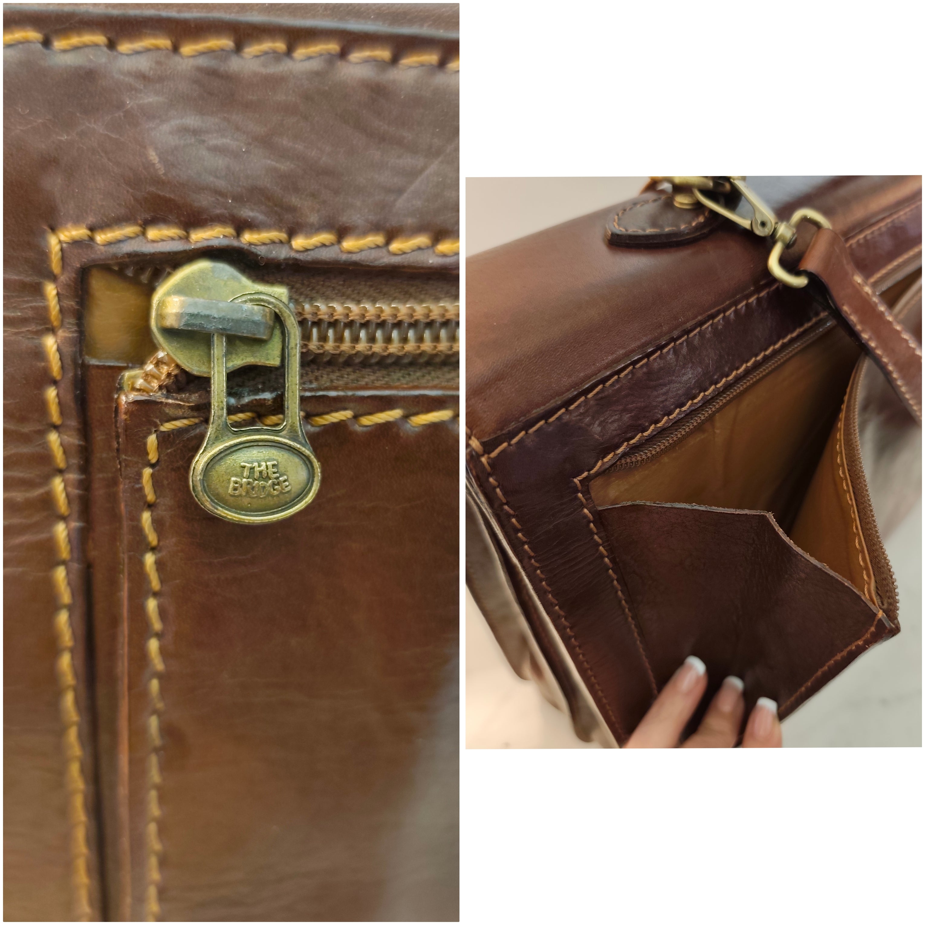 The Bridge Cartella Due Soffietti in Pelle Marrone Linea Story