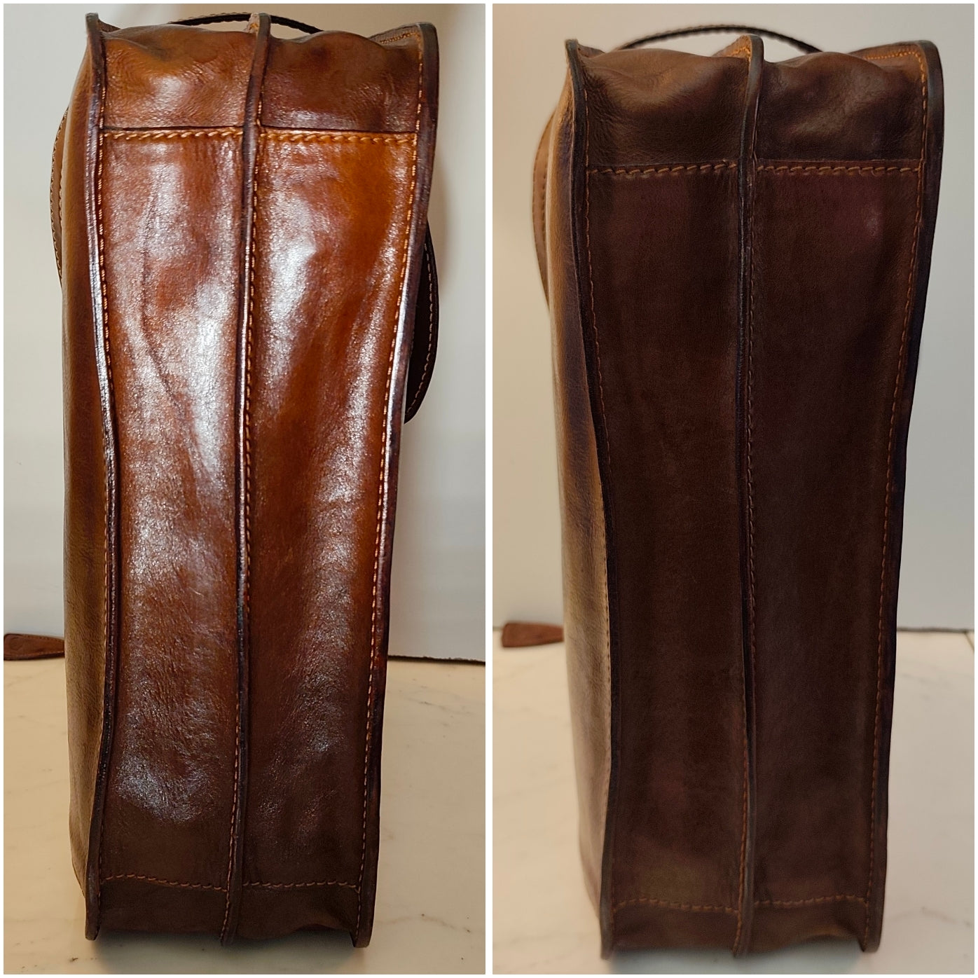 The Bridge Cartella Due Soffietti in Pelle Marrone Linea Story