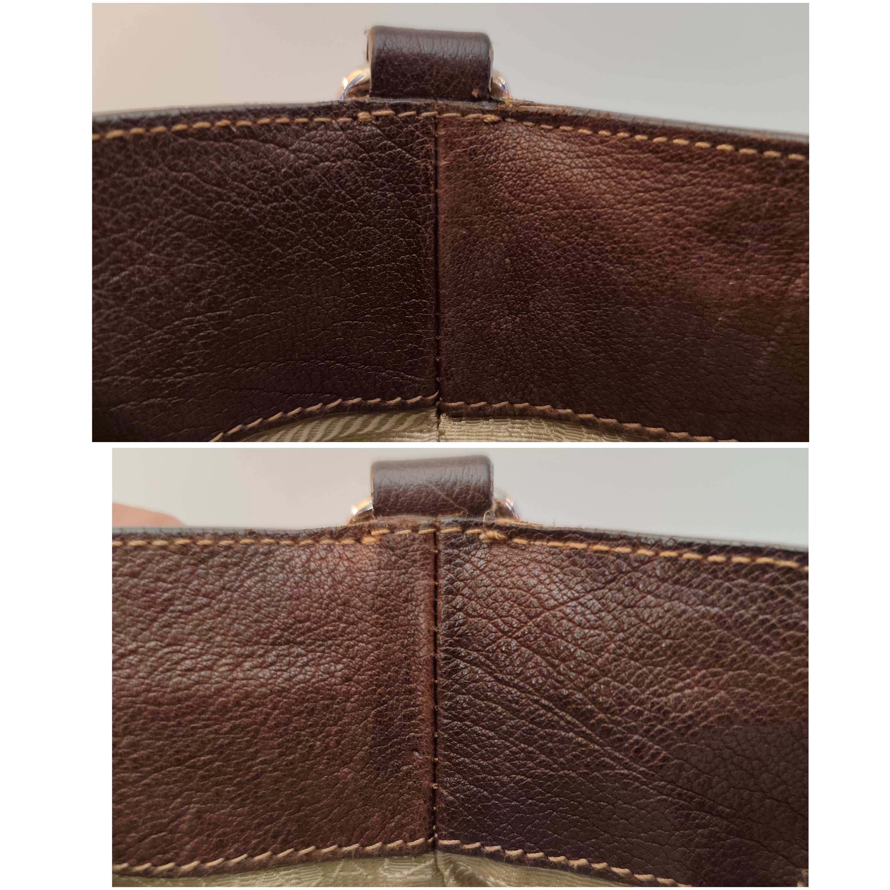 PRADA Shopper Hobo Logo Jacquard Canapa e Pelle Marrone Vintage