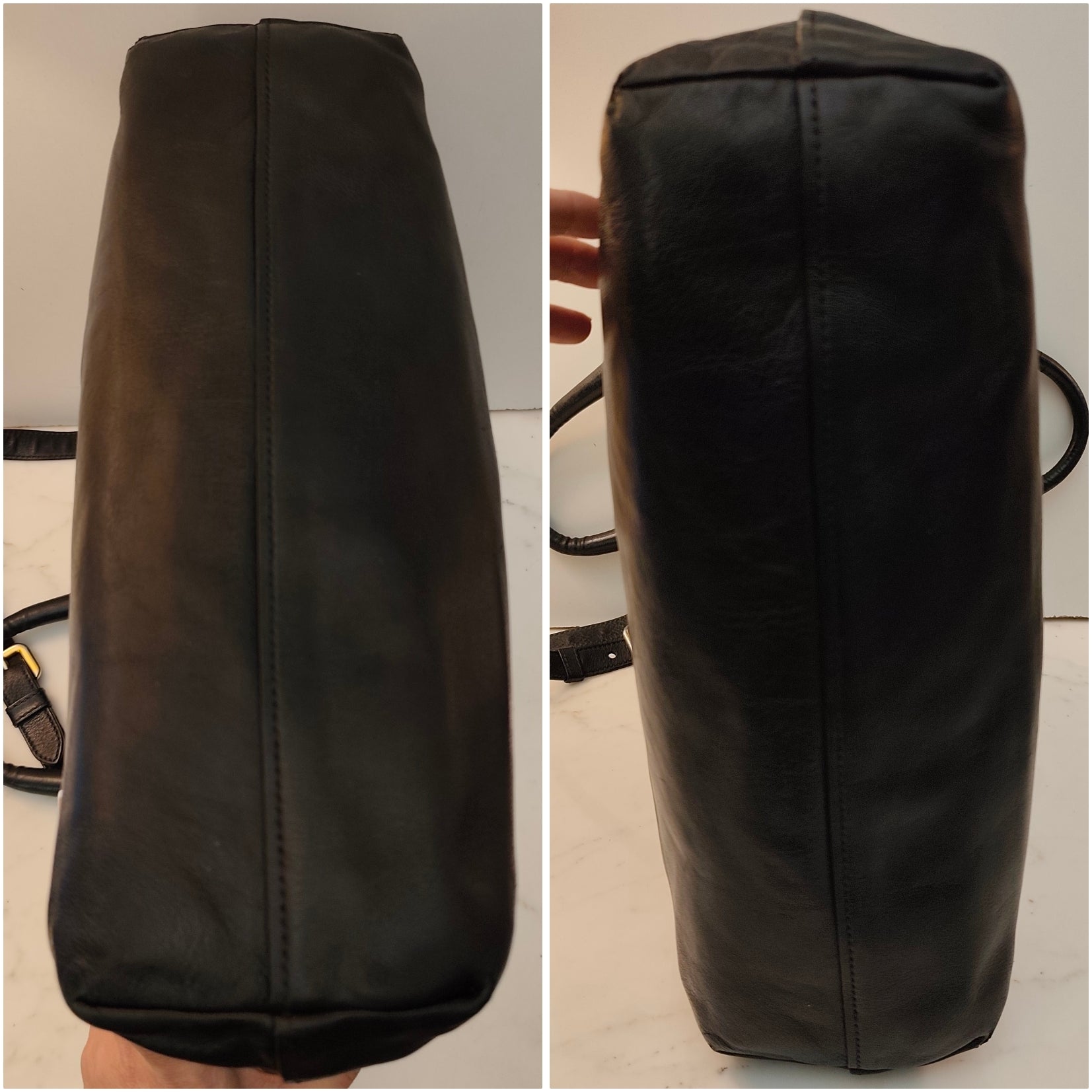 Prada - Shopper Tote Bag in Pelle Spazzolata Nera