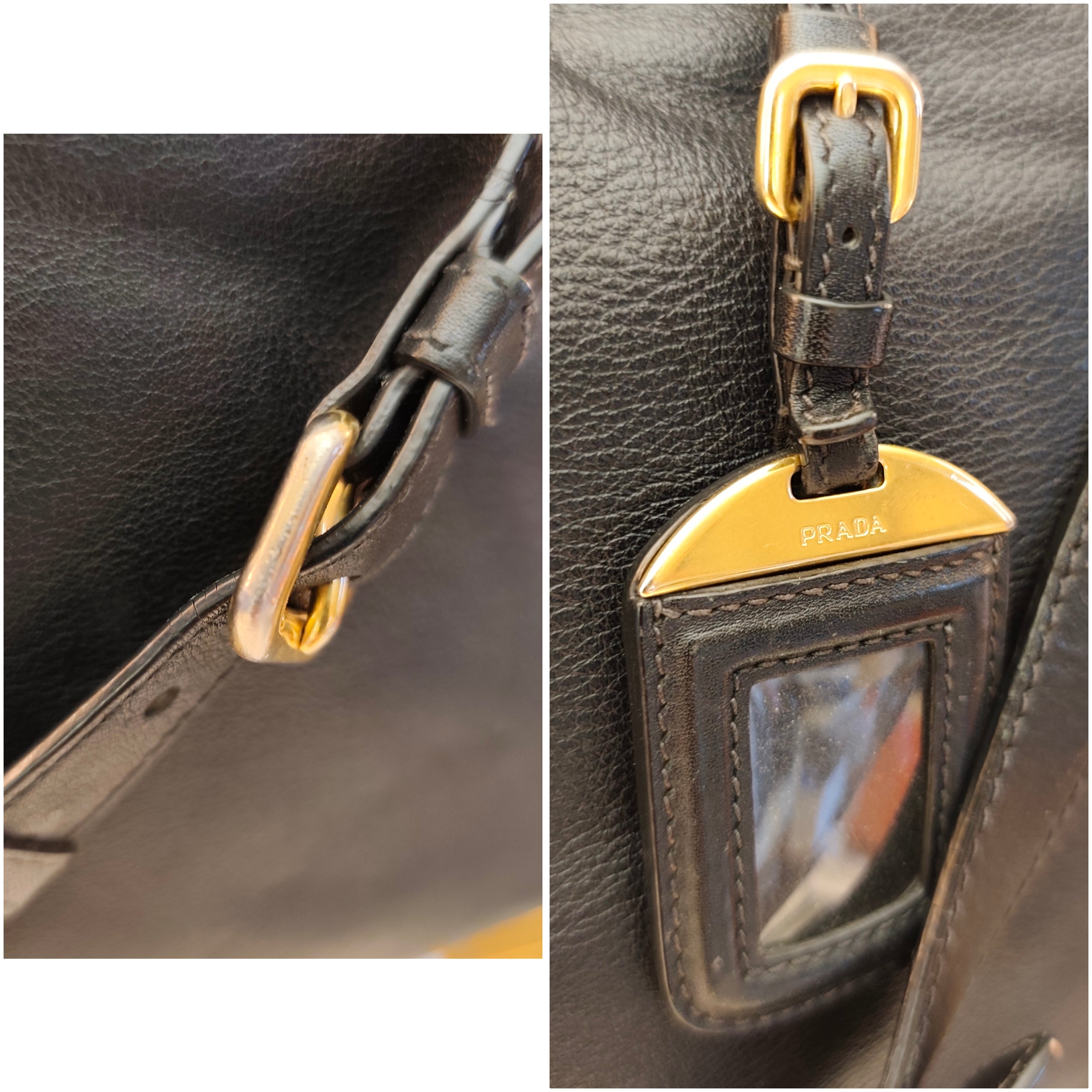 Prada - Shopper Tote Bag in Pelle Spazzolata Nera