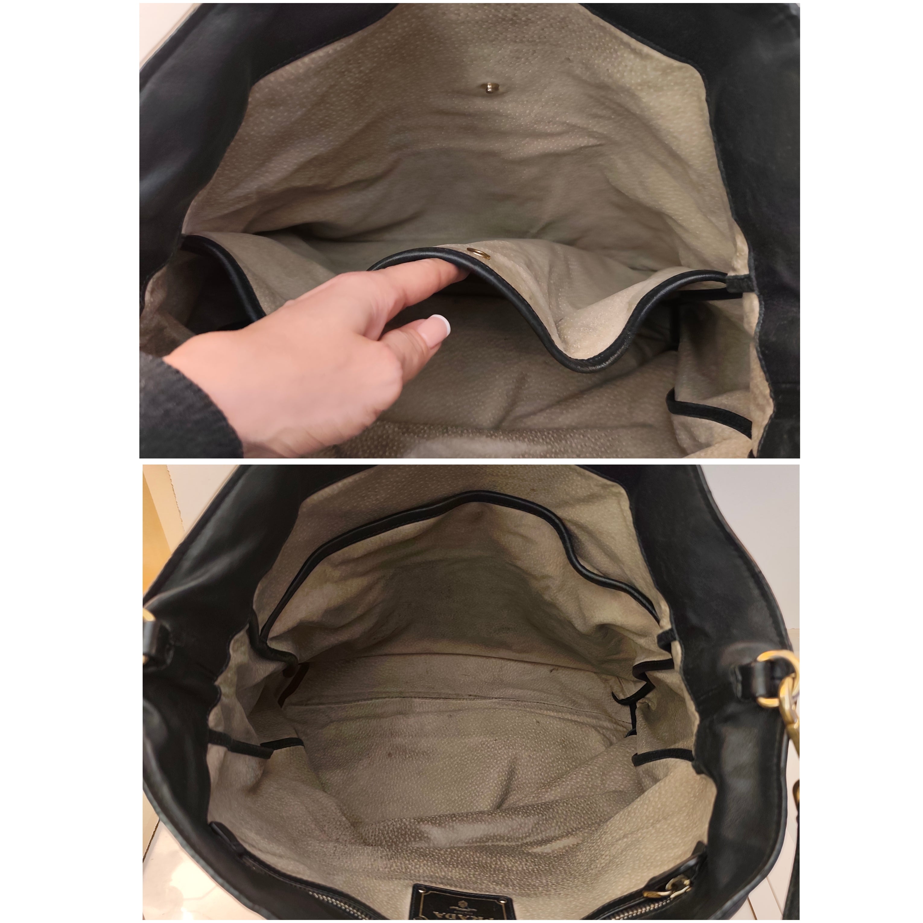 Prada - Shopper Tote Bag in Pelle Spazzolata Nera