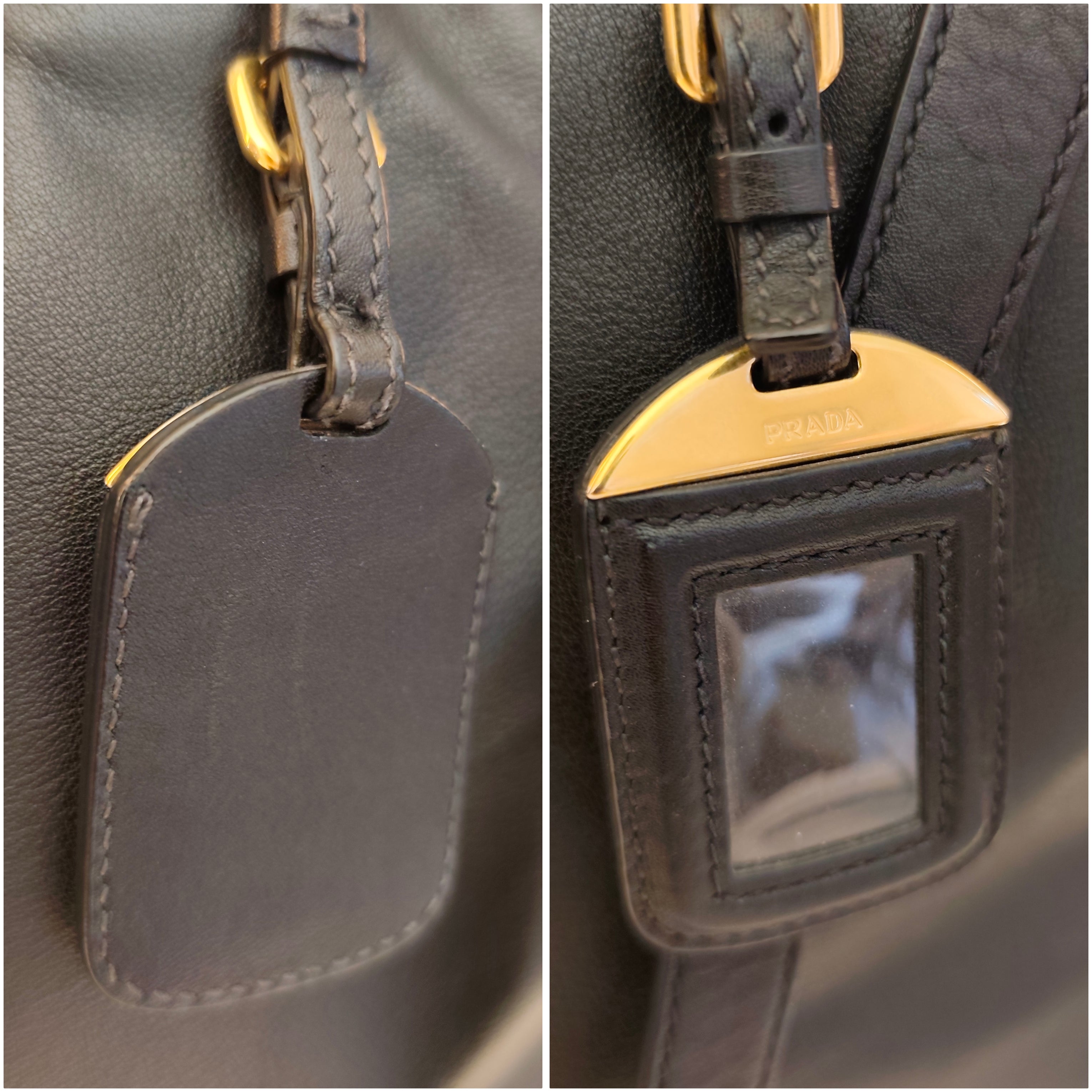 Prada - Shopper Tote Bag in Pelle Spazzolata Nera