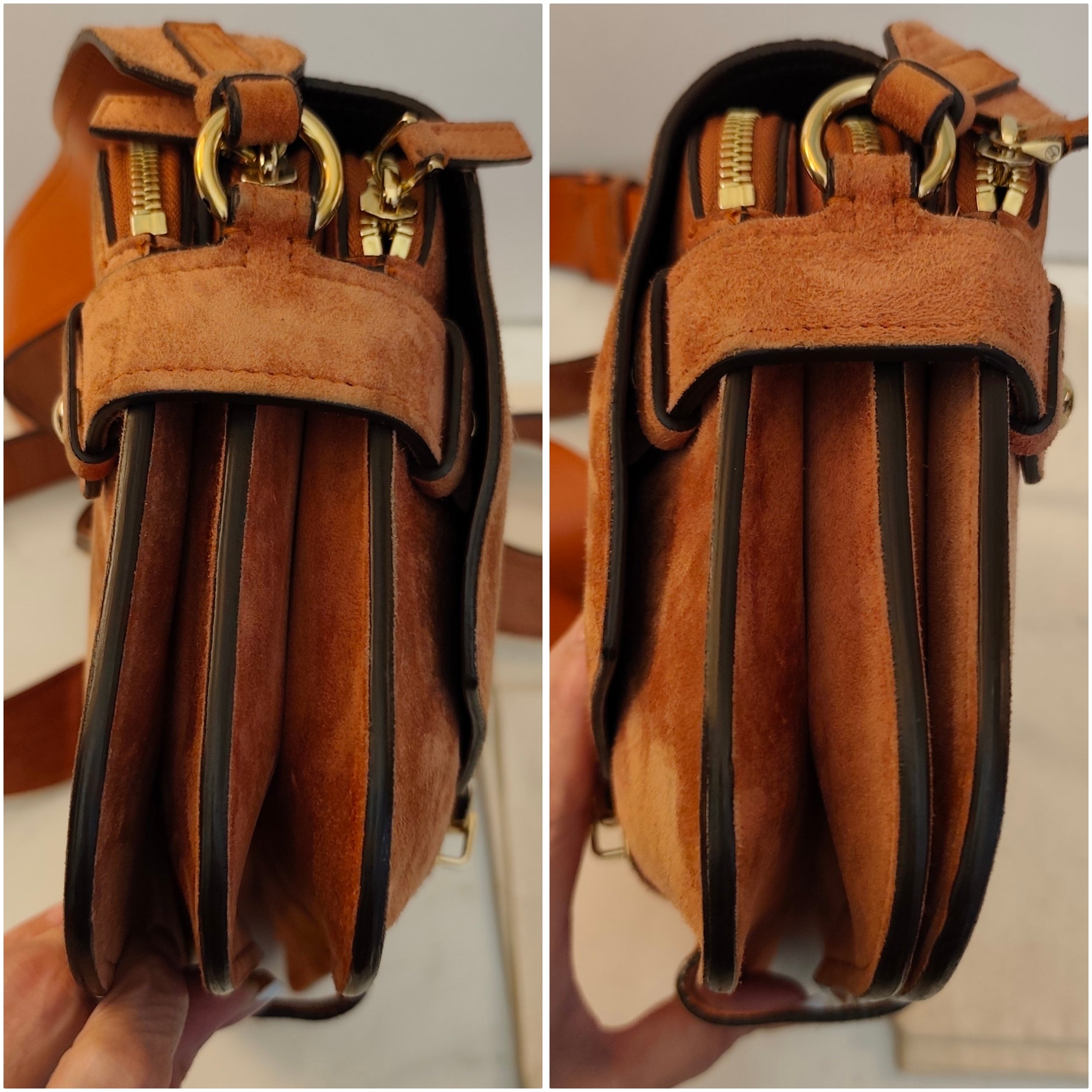 Salvatore Ferragamo – Borsa a Tracolla “Fiore” in Camoscio Albicocca