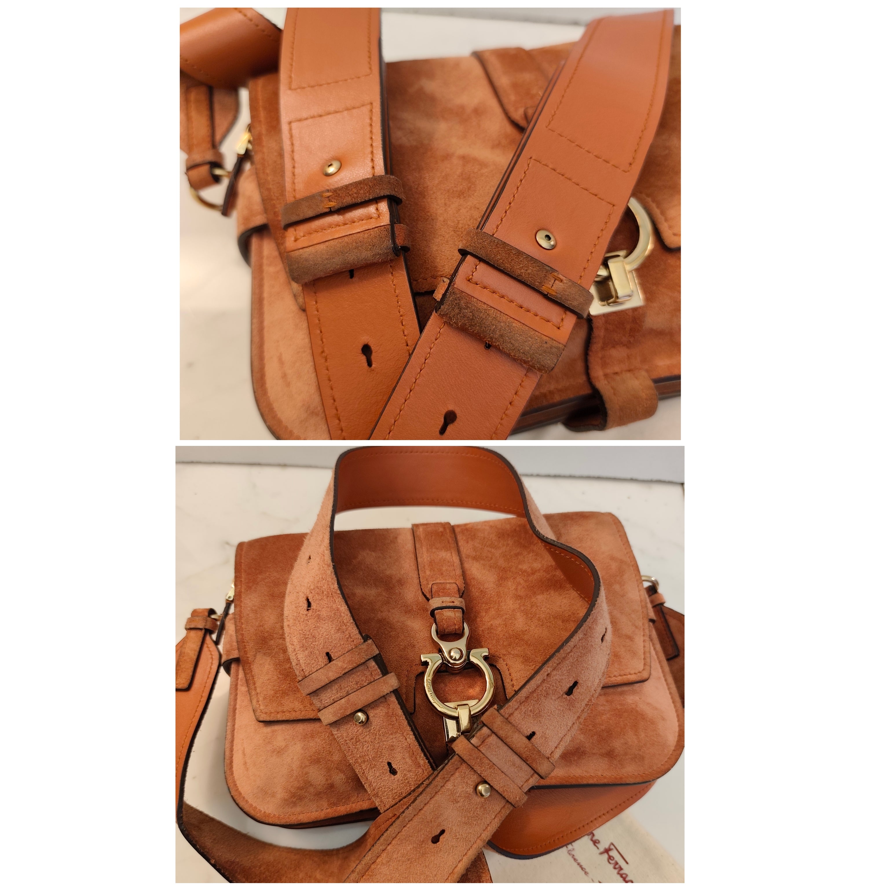 Salvatore Ferragamo – Borsa a Tracolla “Fiore” in Camoscio Albicocca