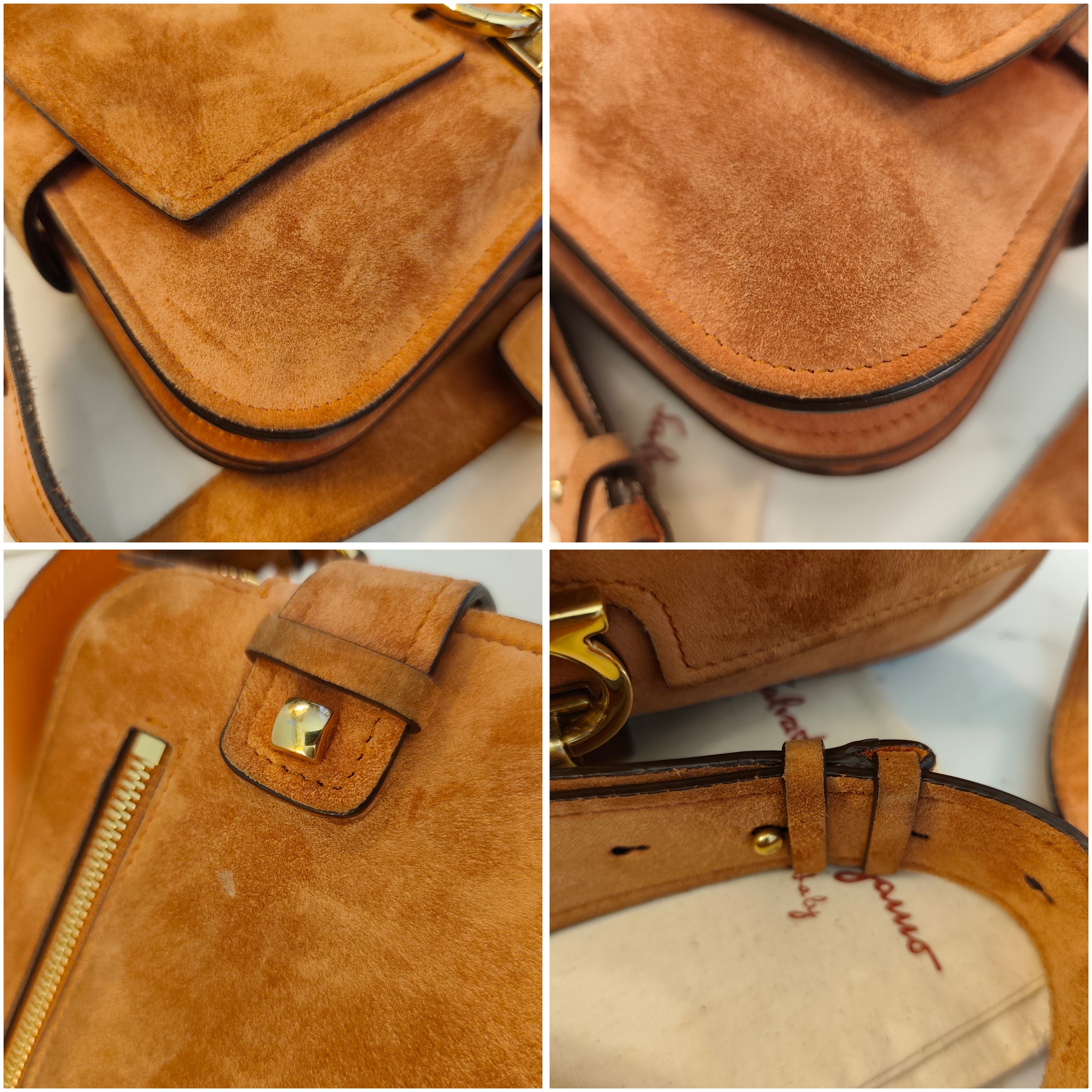 Salvatore Ferragamo – Borsa a Tracolla “Fiore” in Camoscio Albicocca