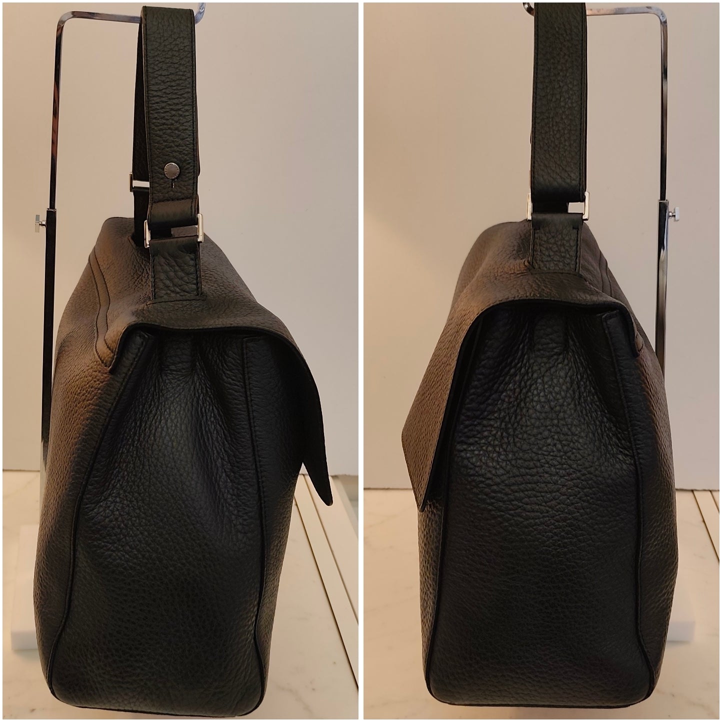 ORCIANI - BORSA SVEVA SOFT GRANDE IN PELLE MARTELLATA NERA