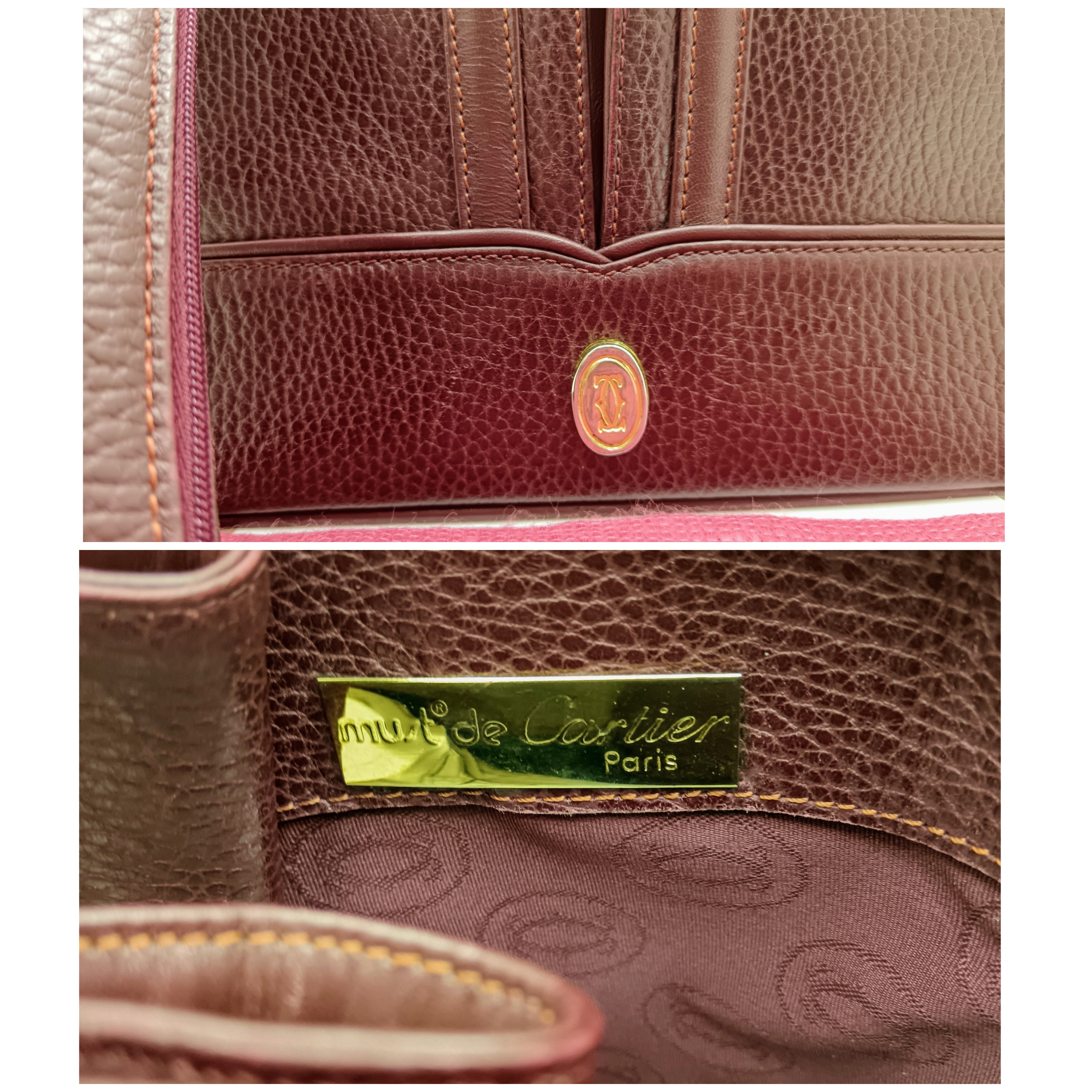 Cartier – Secchiello Ovale in Pelle Bordeaux Vintage