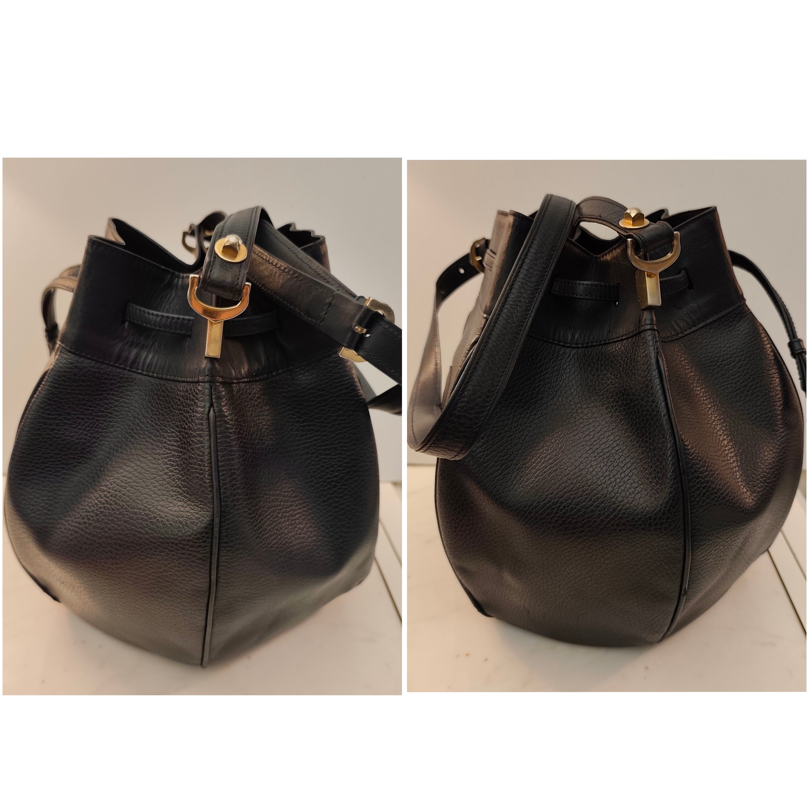 CARTIER - Secchiello Bombato Double-face Pelle Blu Vintage