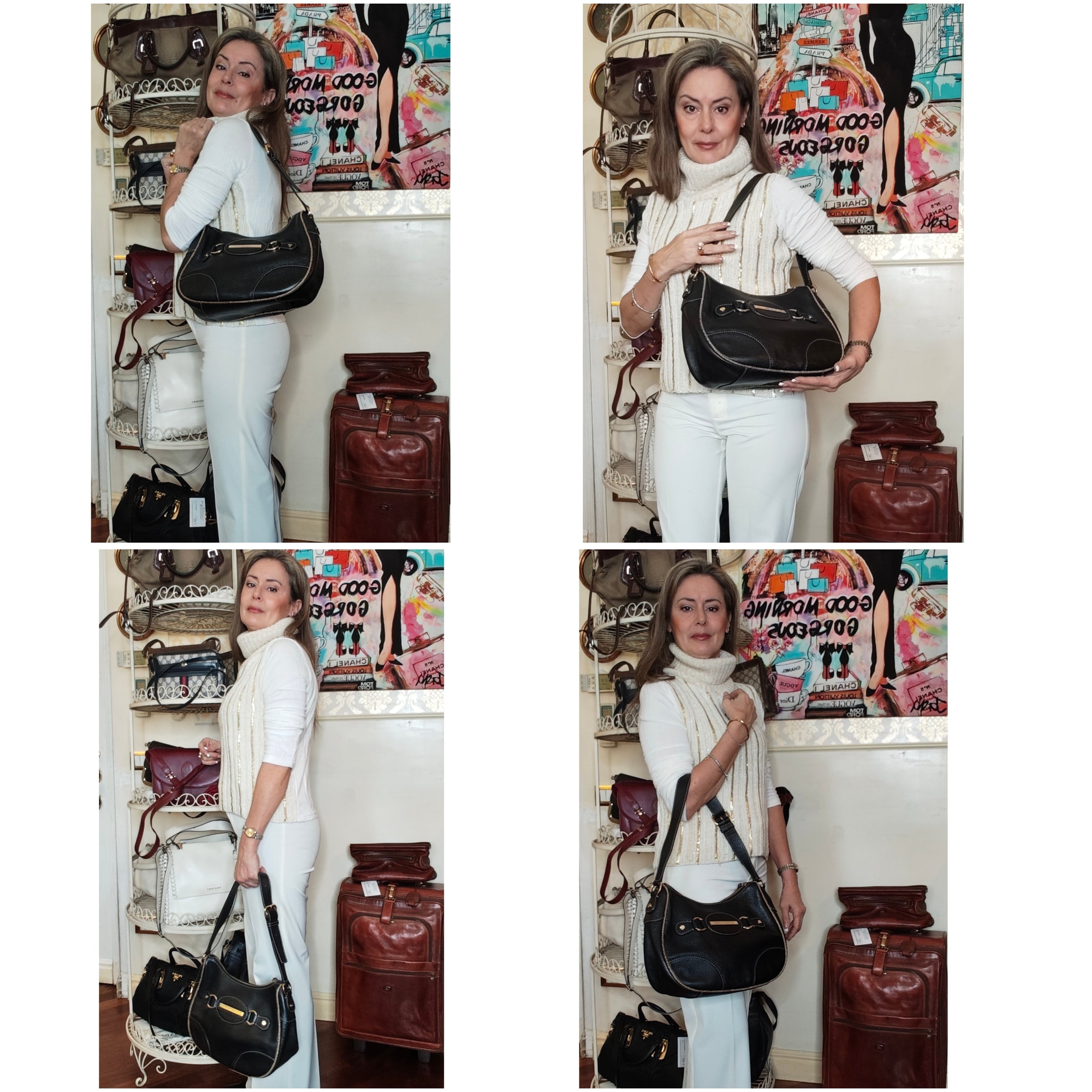 Borbonese – Borsa Hobo a Spalla in Pelle Nera