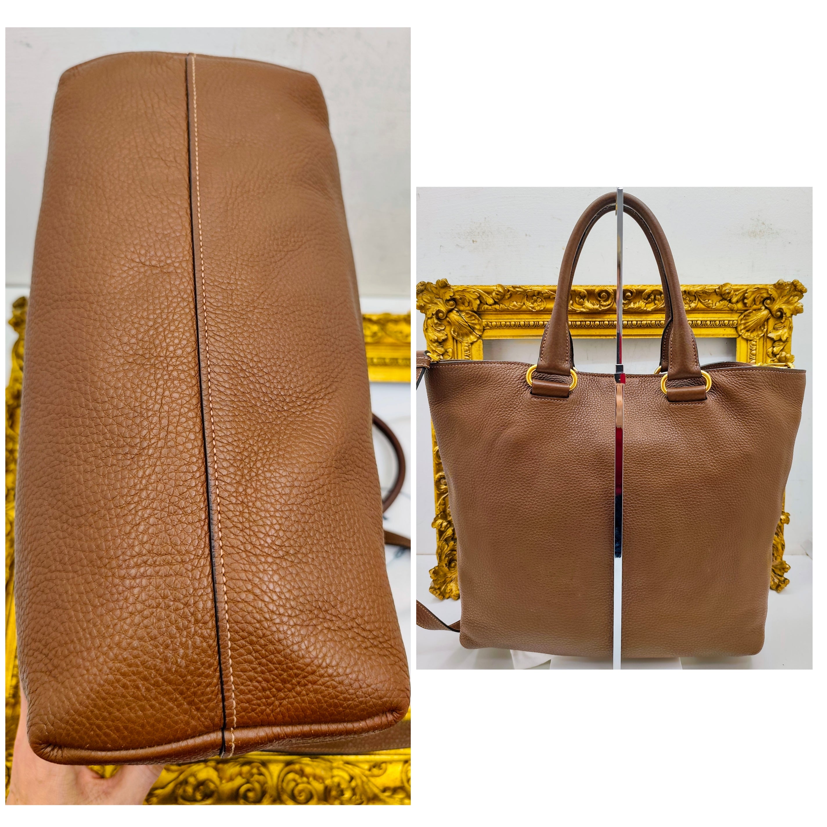 Prada – Shopper Pelle Martellata Color Caramello