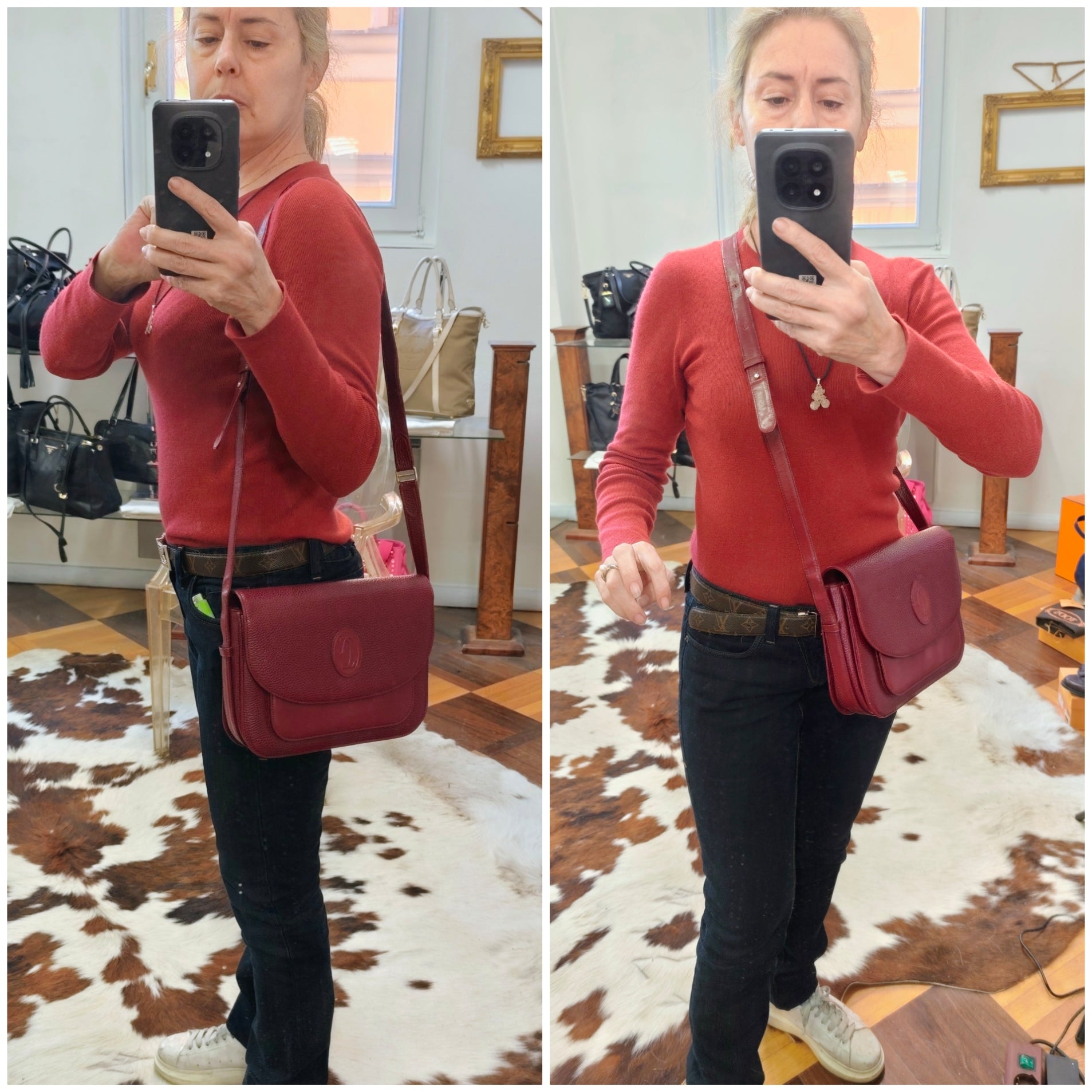 Cartier – Camera Bag 3 Soffietti Postina Tracolla Pelle Vintage