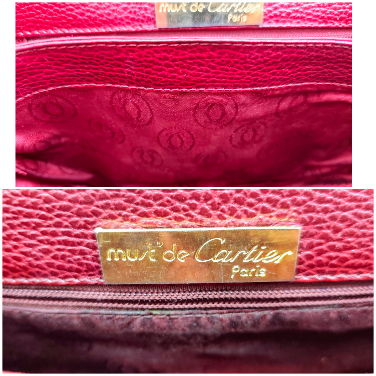 Cartier - Camera Bag a Tracolla Pelle Bordeaux a 3 Soffietti Nuova