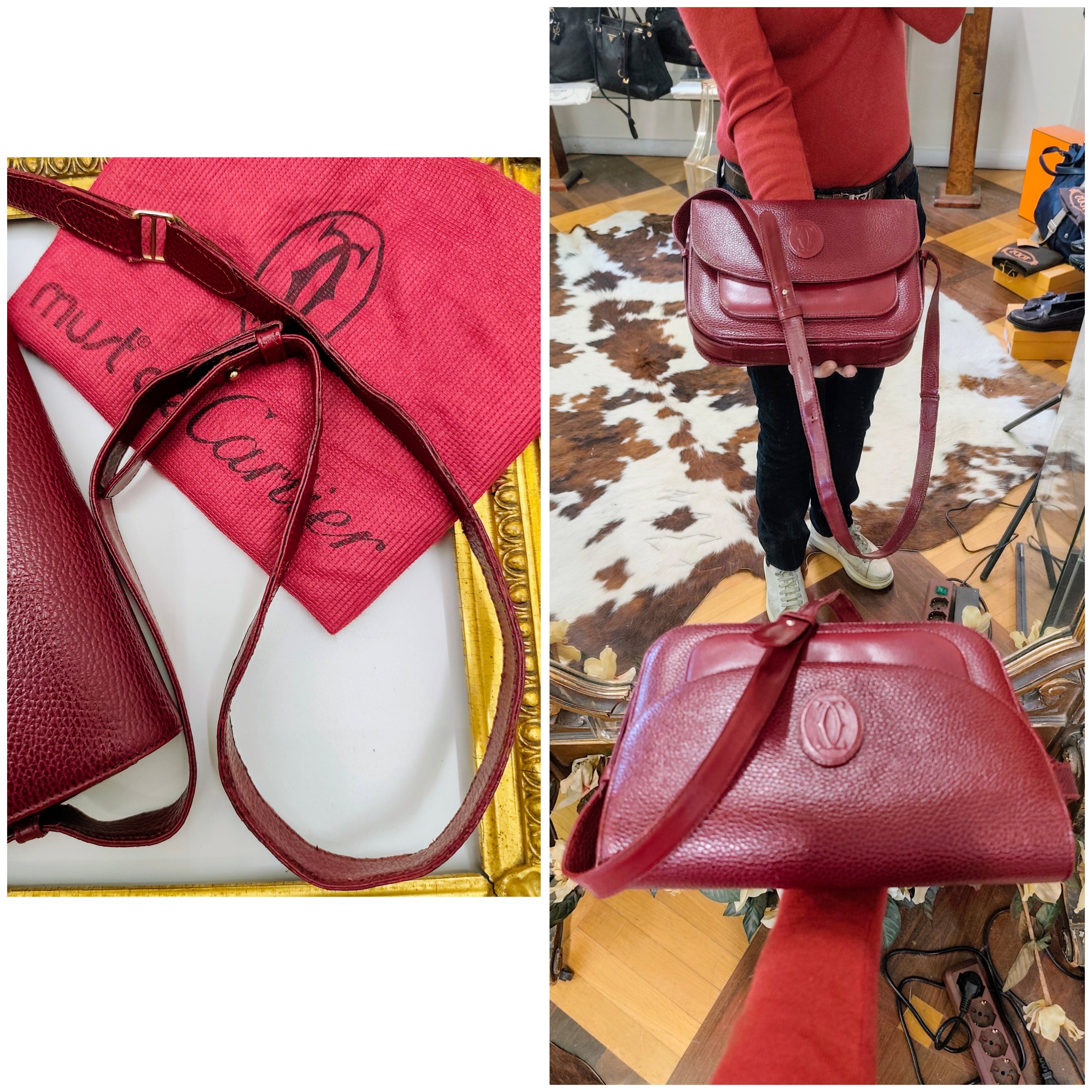 Cartier – Camera Bag 3 Soffietti Postina Tracolla Pelle Vintage