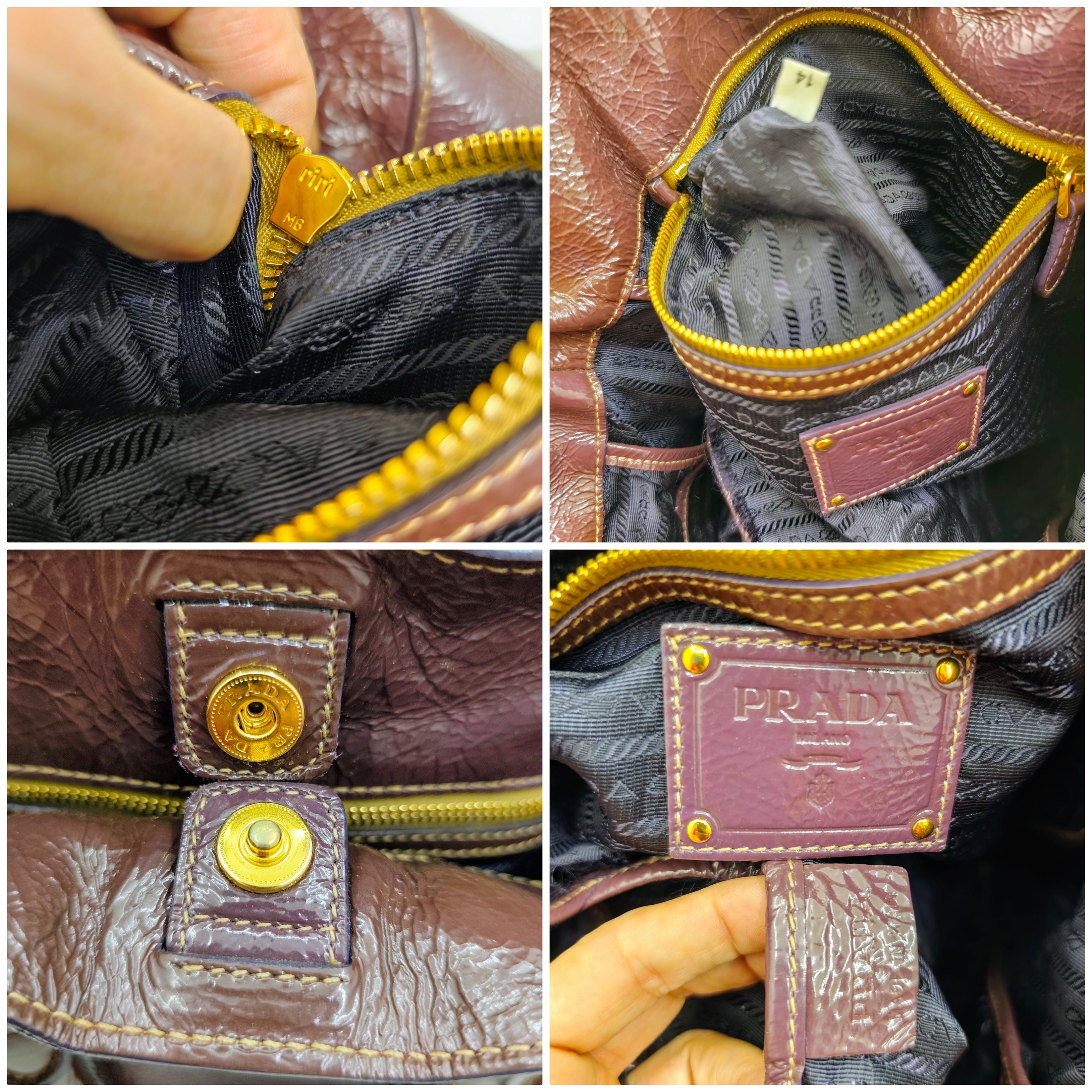 Prada – Shopper in Pelle Vernice Effetto Stropicciato