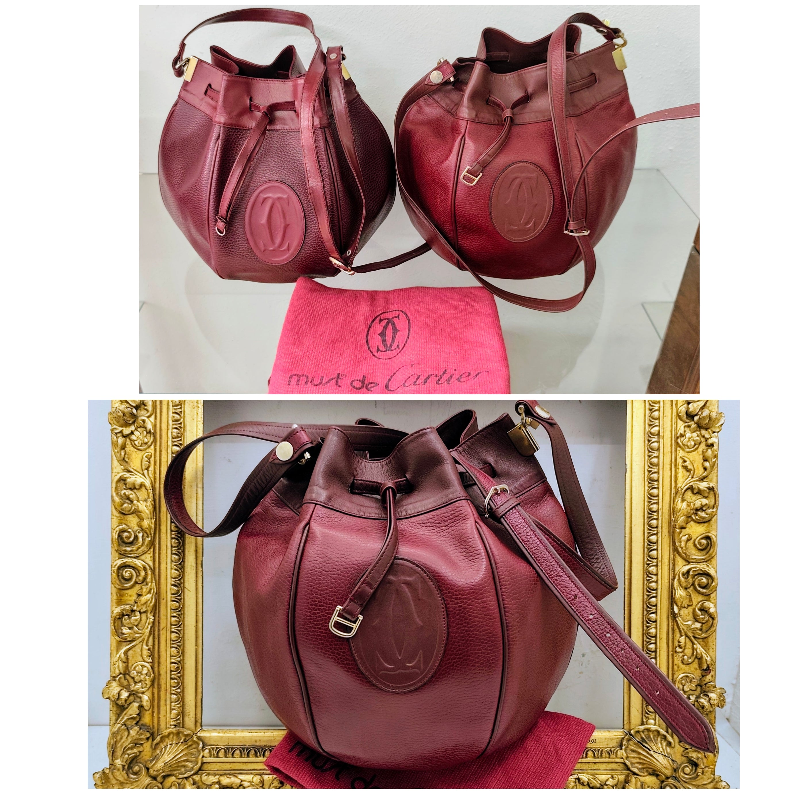 Cartier – Secchiello Bombato Pelle Doppia Bordeaux