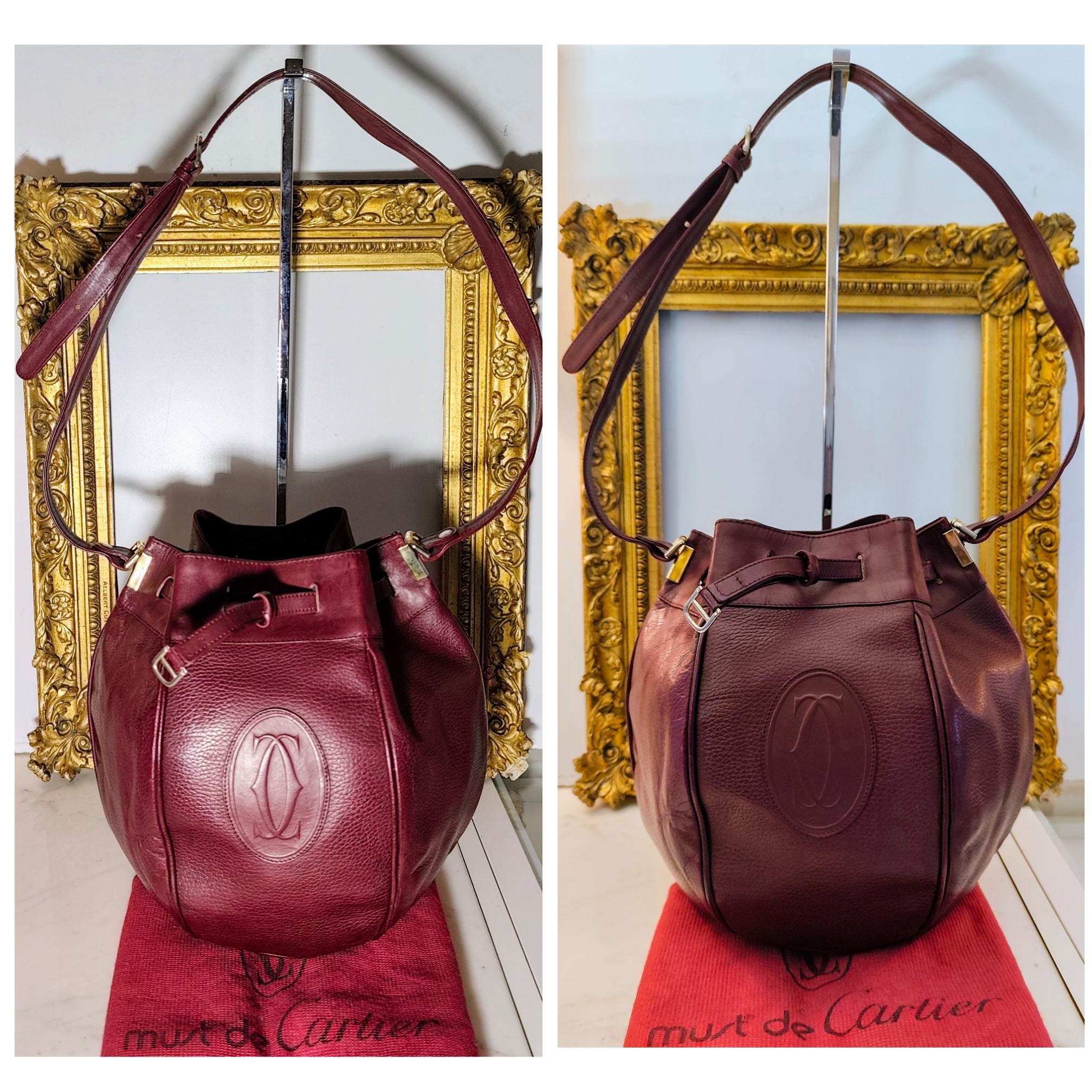 Cartier – Secchiello Bombato Pelle Bordeaux Vintage
