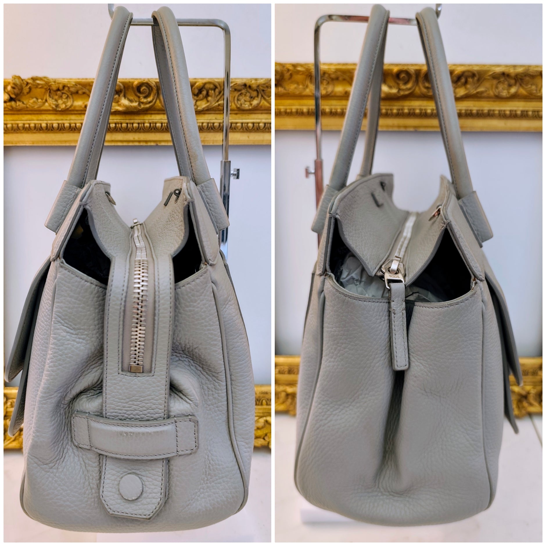 Tod’s – Borsa “Double T” Pelle Azzurro Polvere