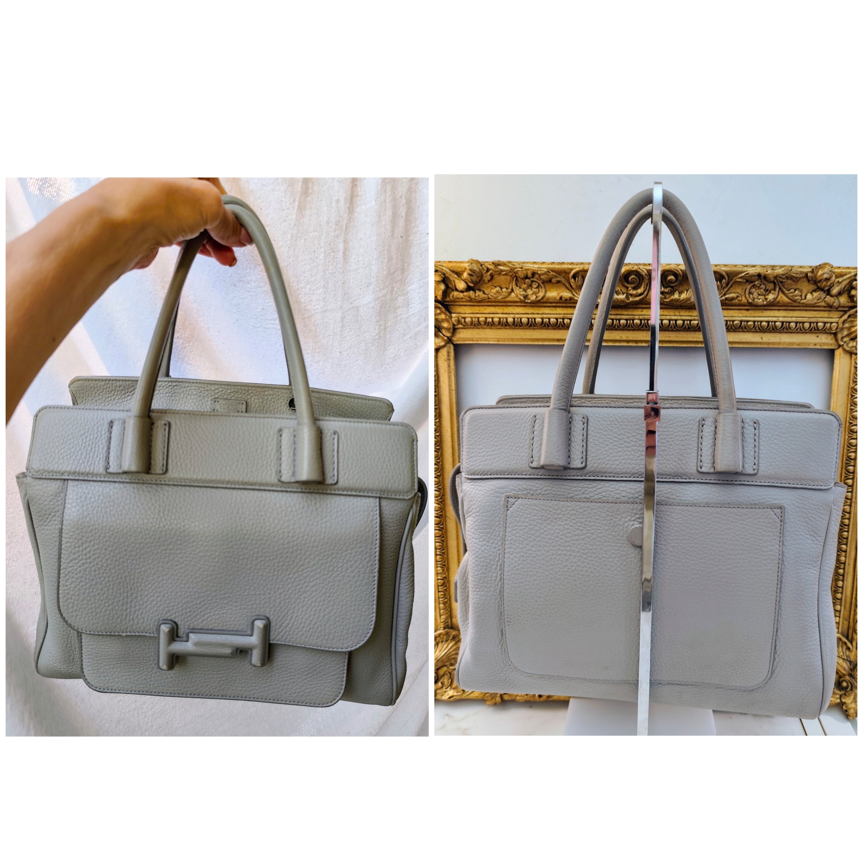 Tod’s – Borsa “Double T” Pelle Azzurro Polvere