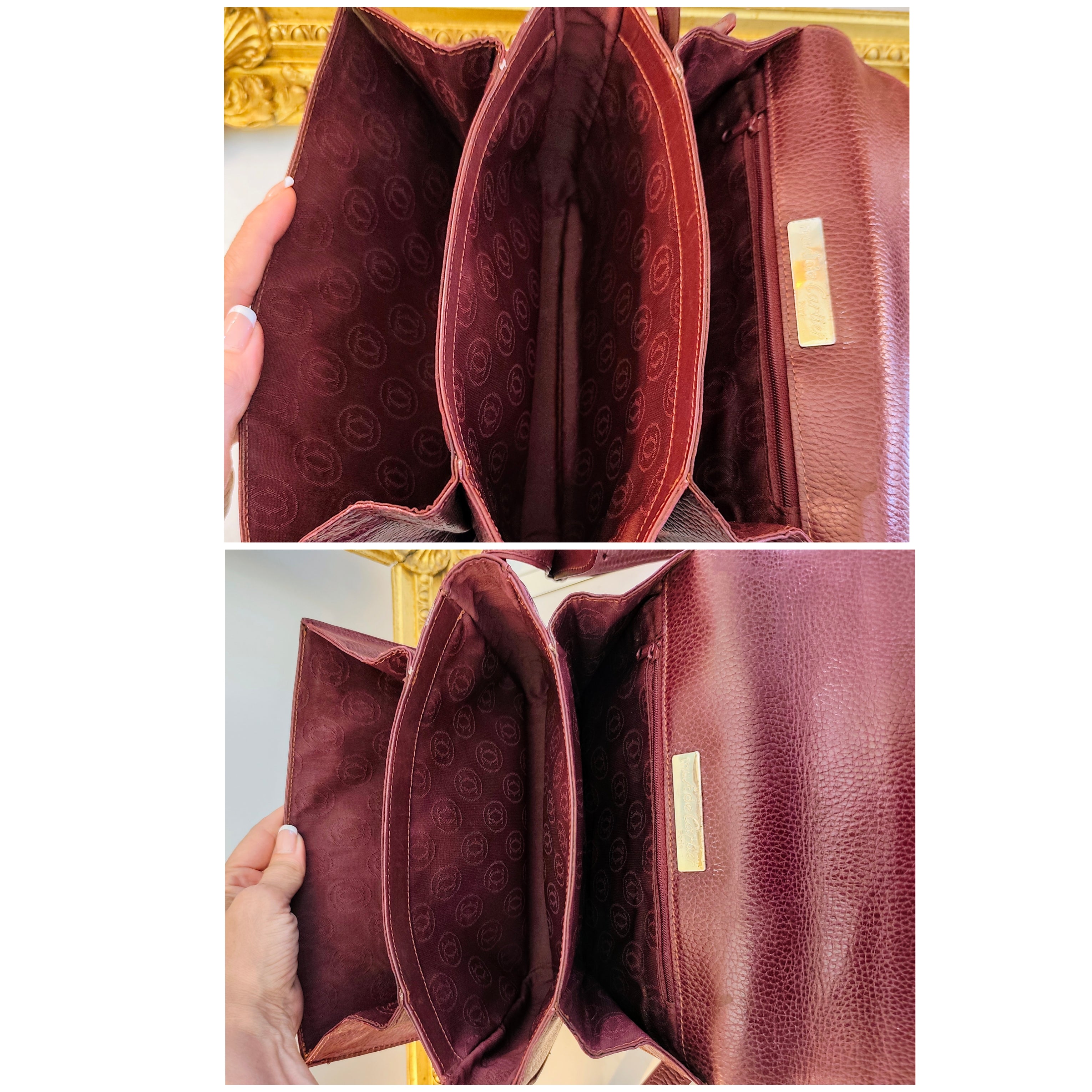 Cartier – Borsa Camera Bag Vintage a Tracolla in Pelle Bordeaux