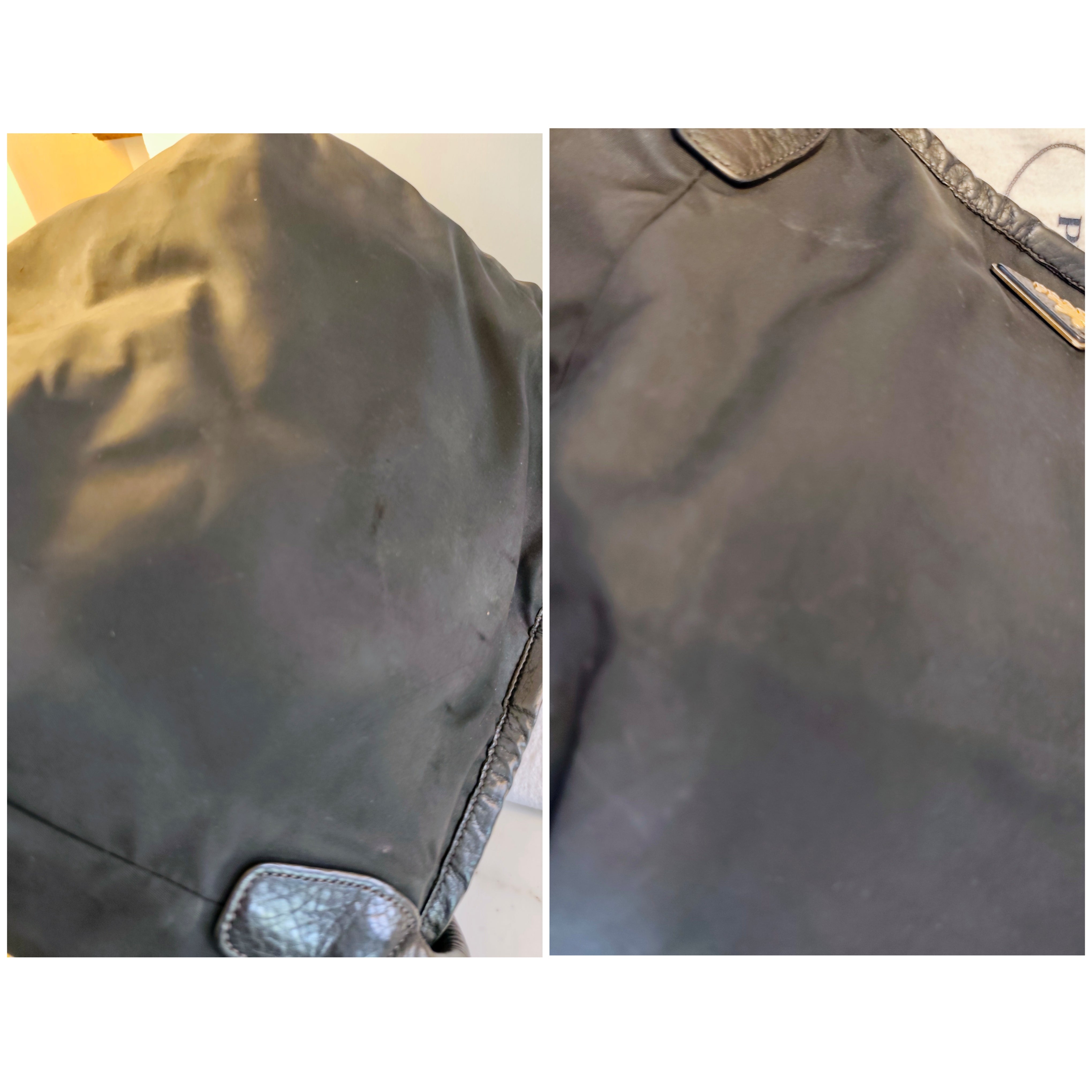 Prada – Borsa Shopper in Nylon e Pelle Nera con Logo Triangolo e Tracolla