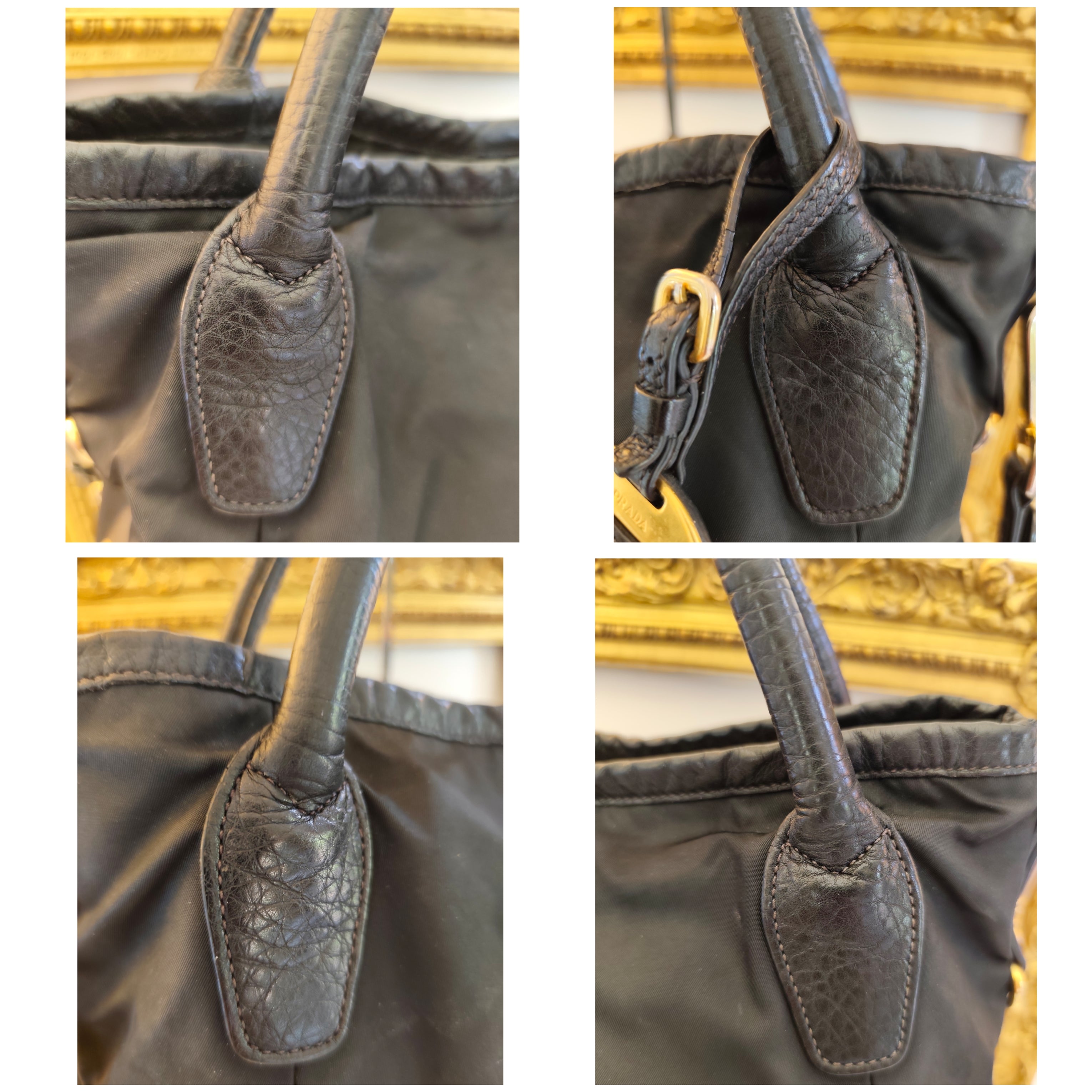 Prada – Borsa Shopper in Nylon e Pelle Nera con Logo Triangolo e Tracolla