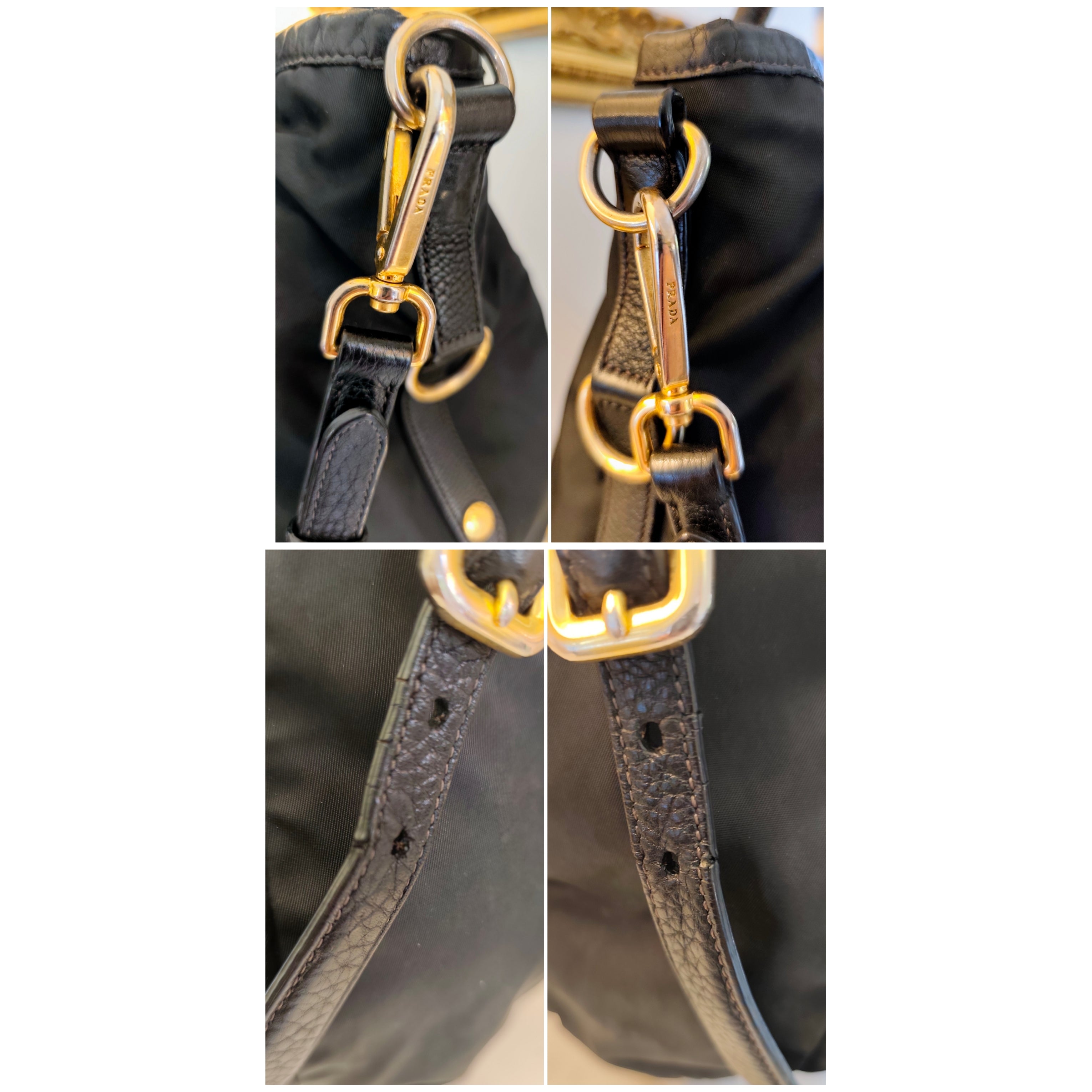 Prada – Borsa Shopper in Nylon e Pelle Nera con Logo Triangolo e Tracolla