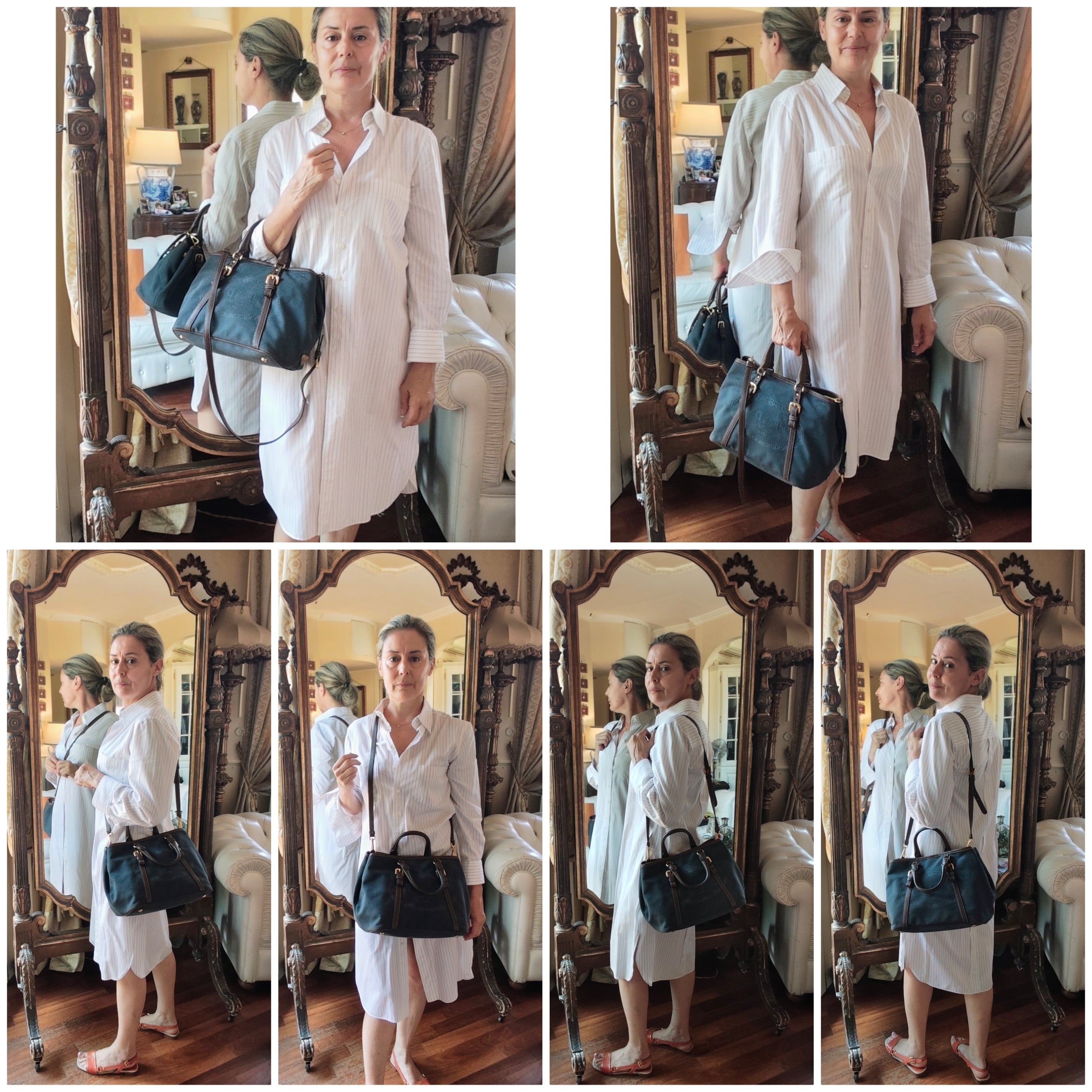 Prada – Tote Bag Media Logo Jacquard Tessuto Denim e inserti in Pelle