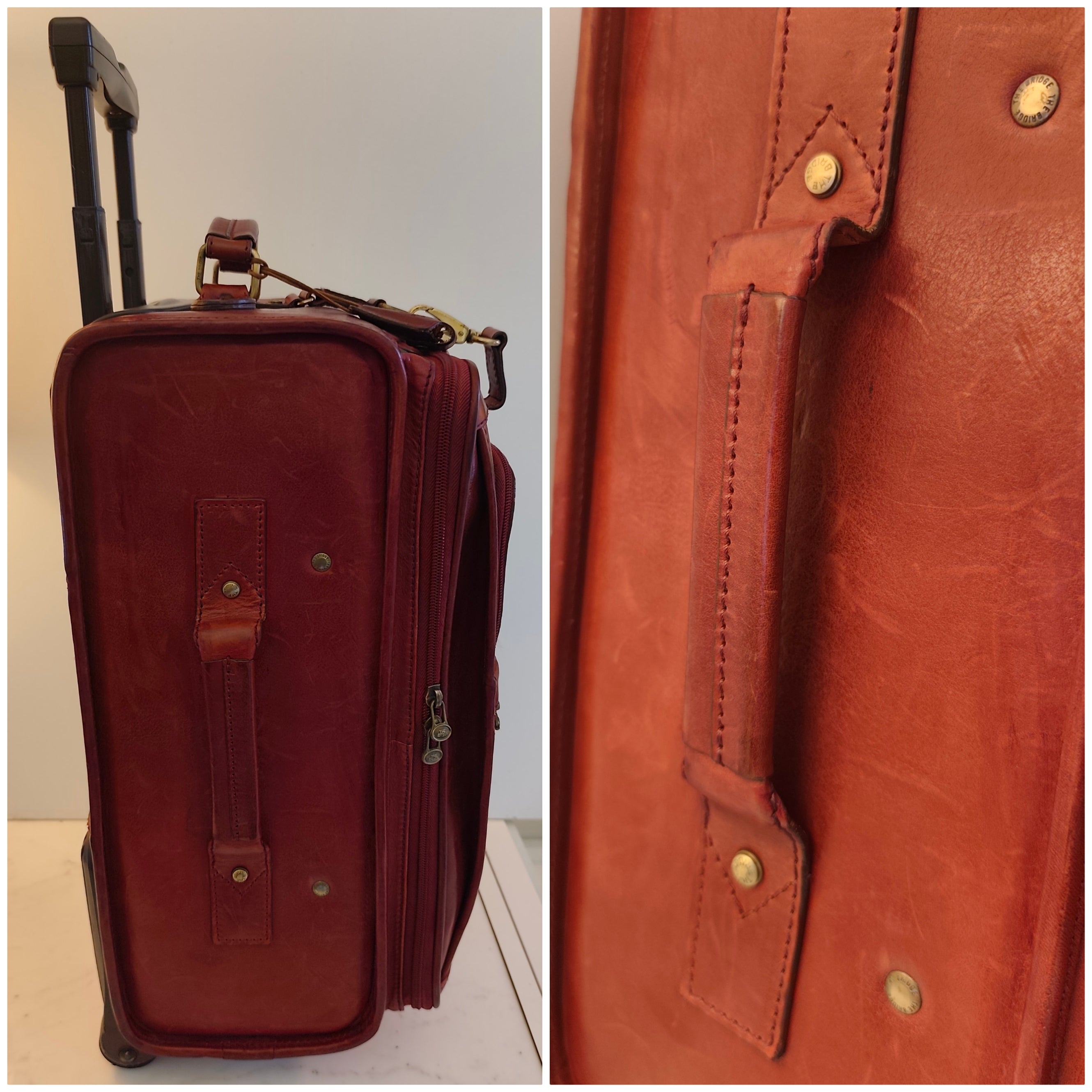 The Bridge – Trolley con ruote Rigido in Pelle Bordeaux Linea Story Vintage