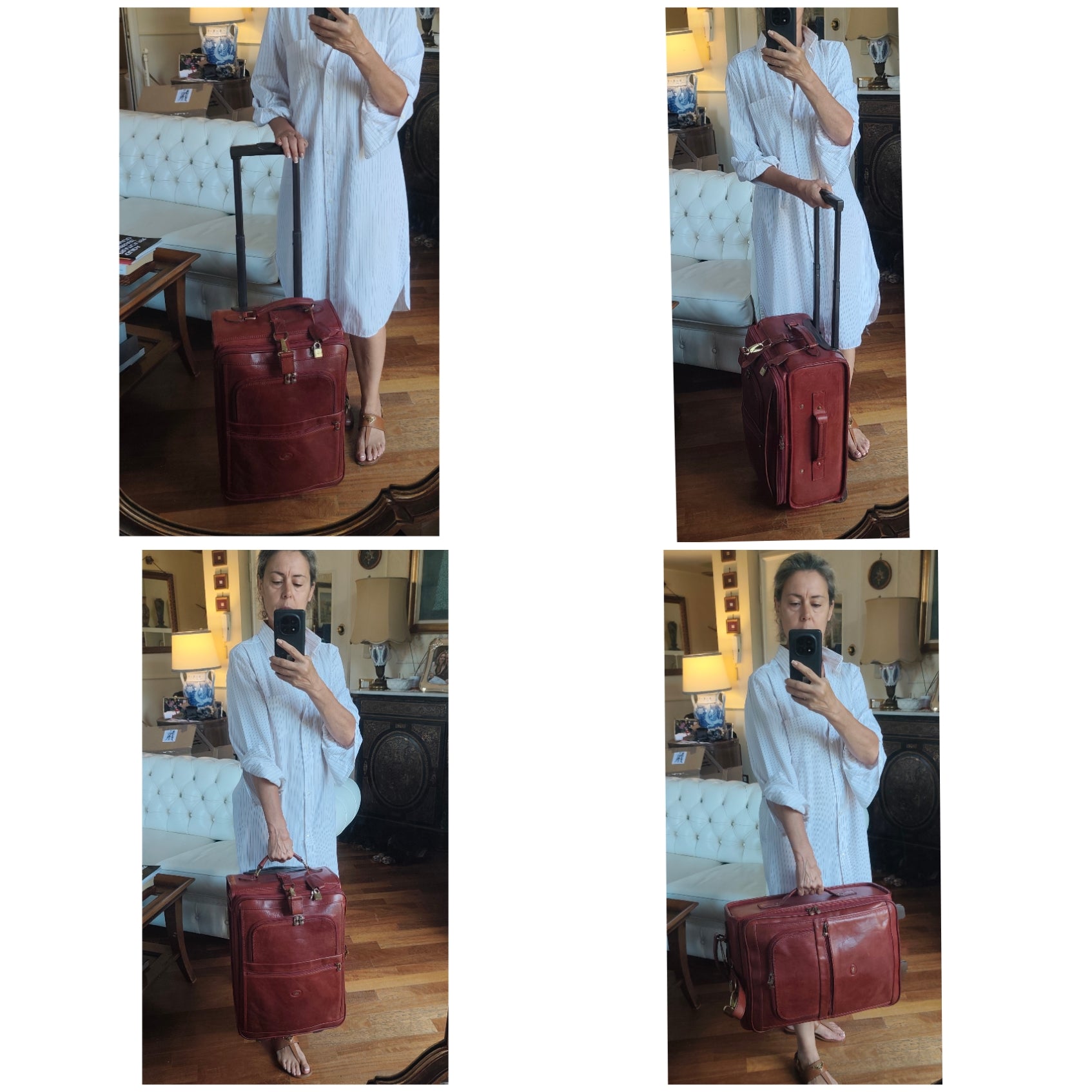 The Bridge – Trolley con ruote Rigido in Pelle Bordeaux Linea Story Vintage