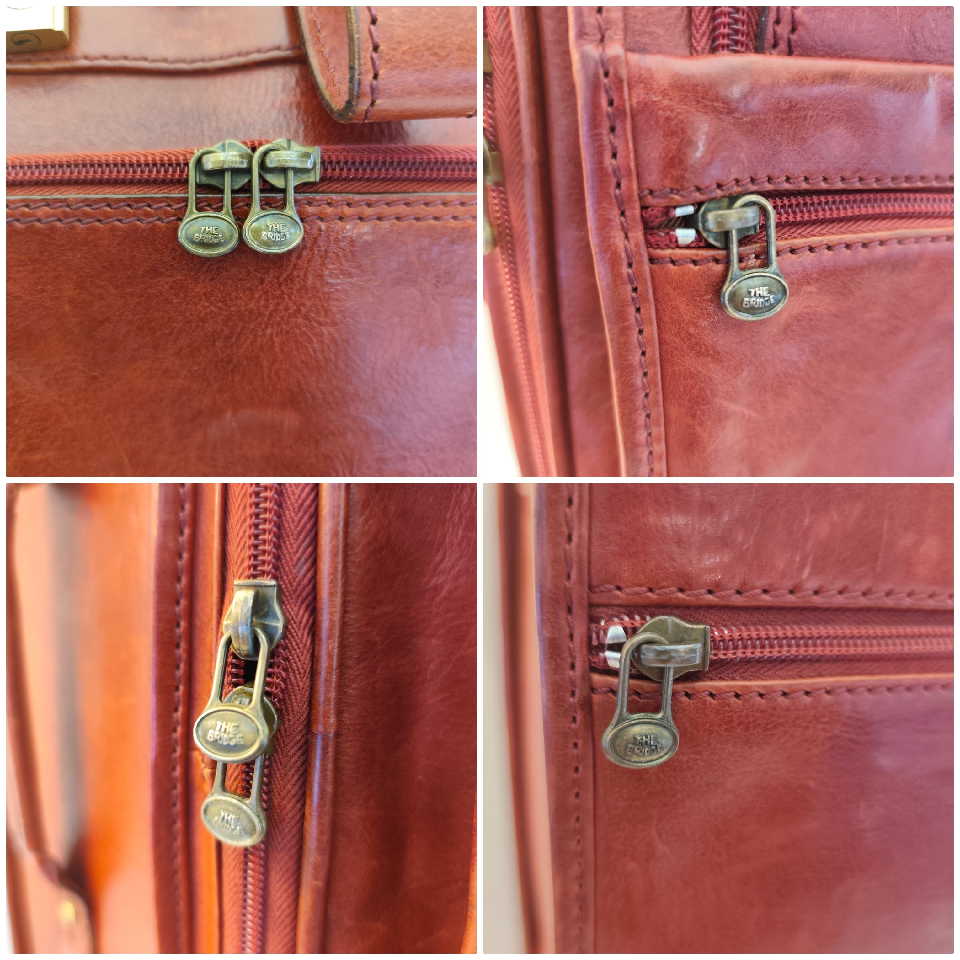 The Bridge – Trolley con ruote Rigido in Pelle Bordeaux Linea Story Vintage