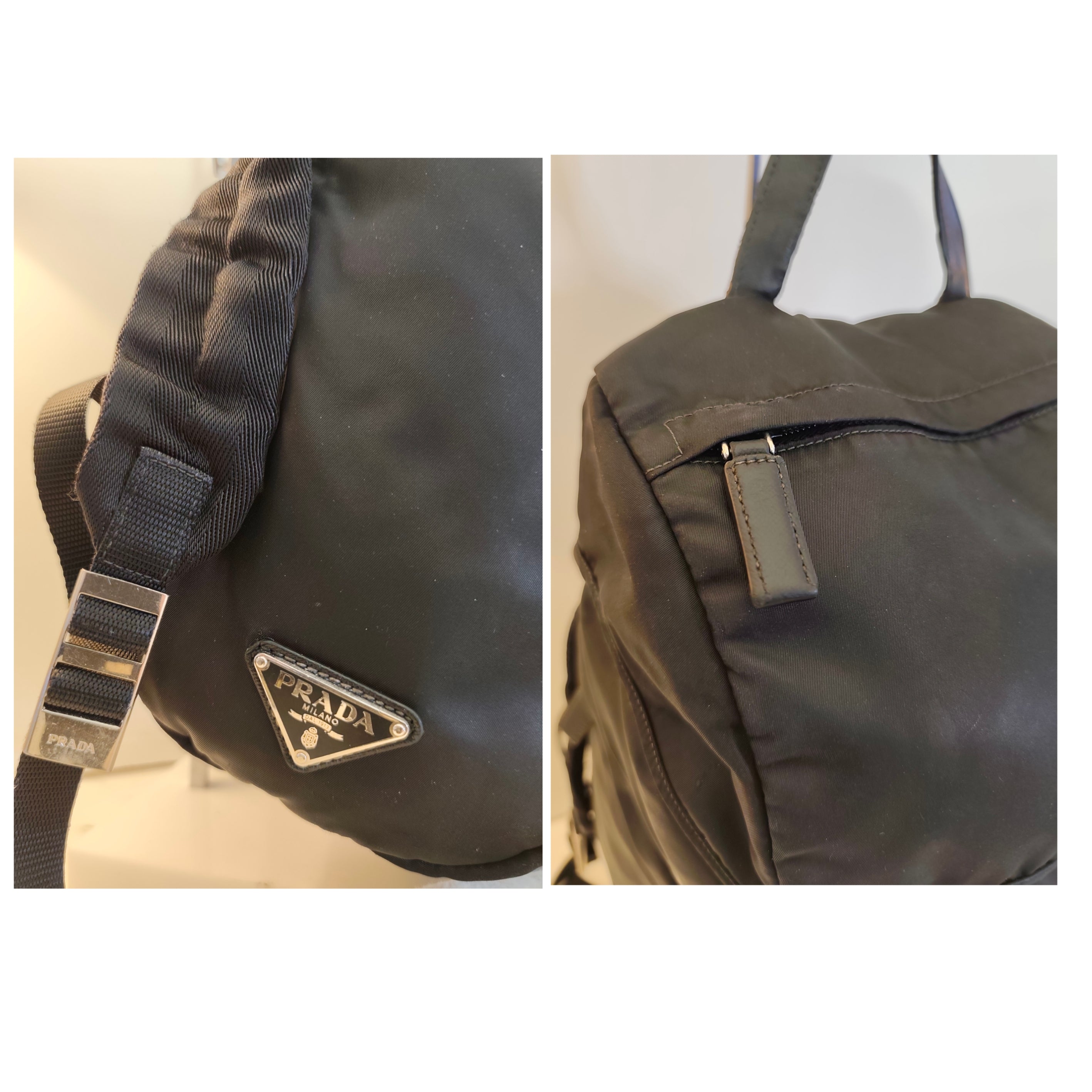 Prada – Zaino grande in Re-Nylon Nero Logo Lato