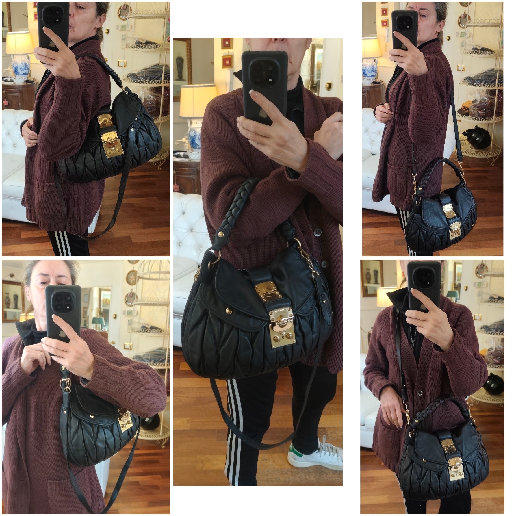 Miu Miu - Coffer Bag Borsa a Spalla in Pelle Matelassé Nera con Tracolla Vintage