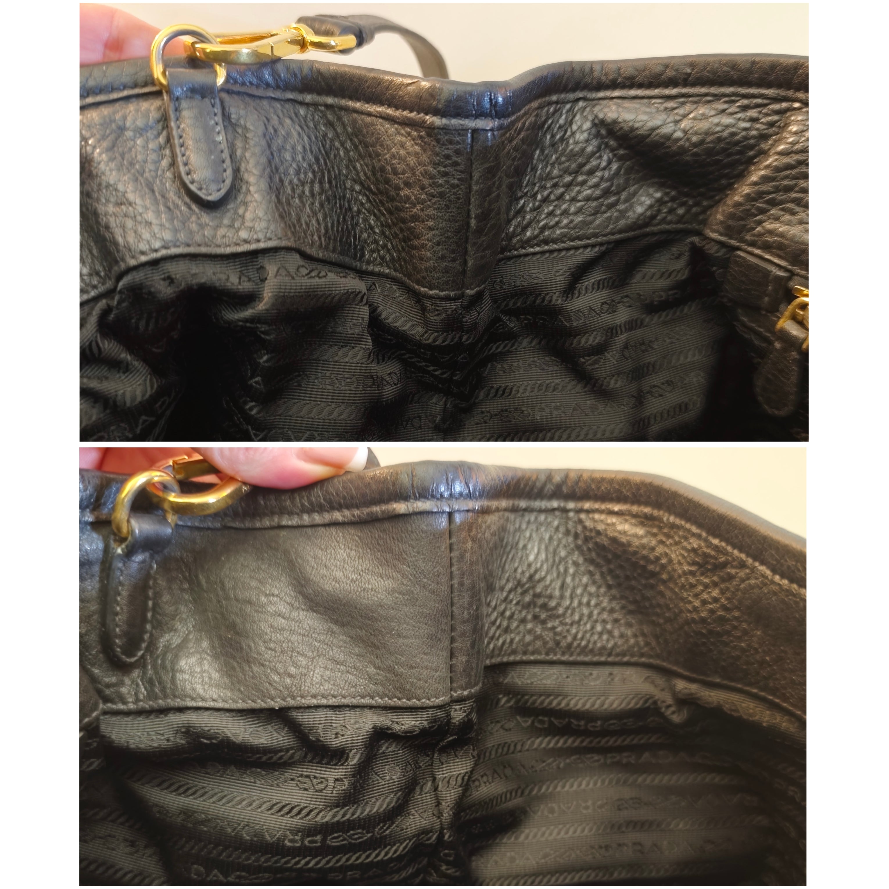Prada - Shopper Tote Bag in Nylon e Pelle Nera