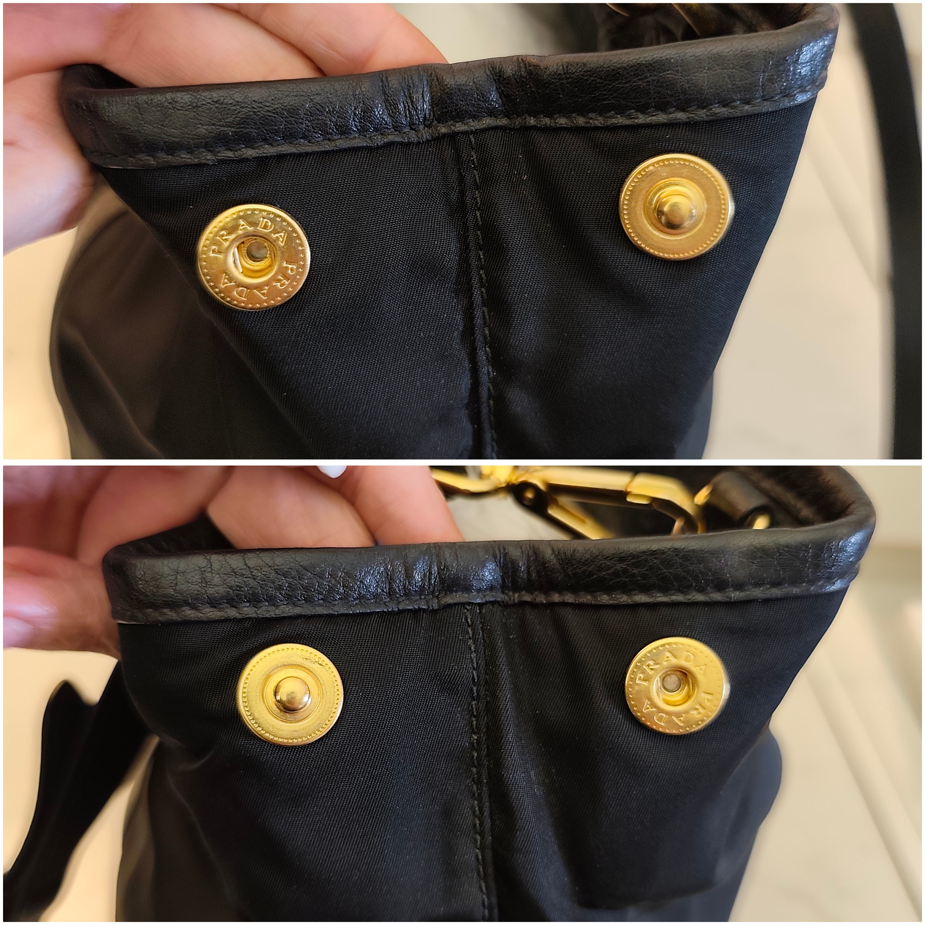 Prada - Shopper Tote Bag in Nylon e Pelle Nera