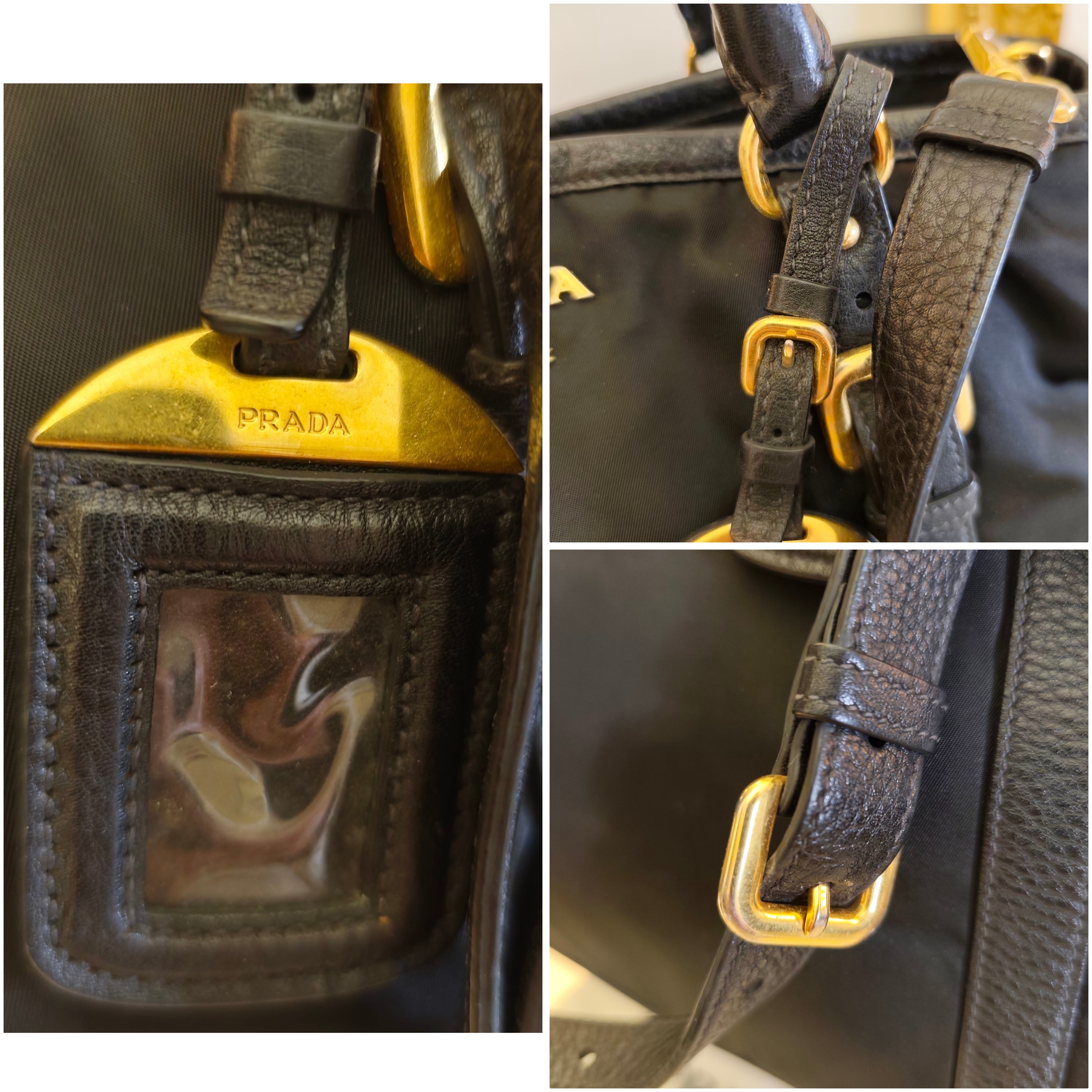 Prada - Shopper Tote Bag in Nylon e Pelle Nera