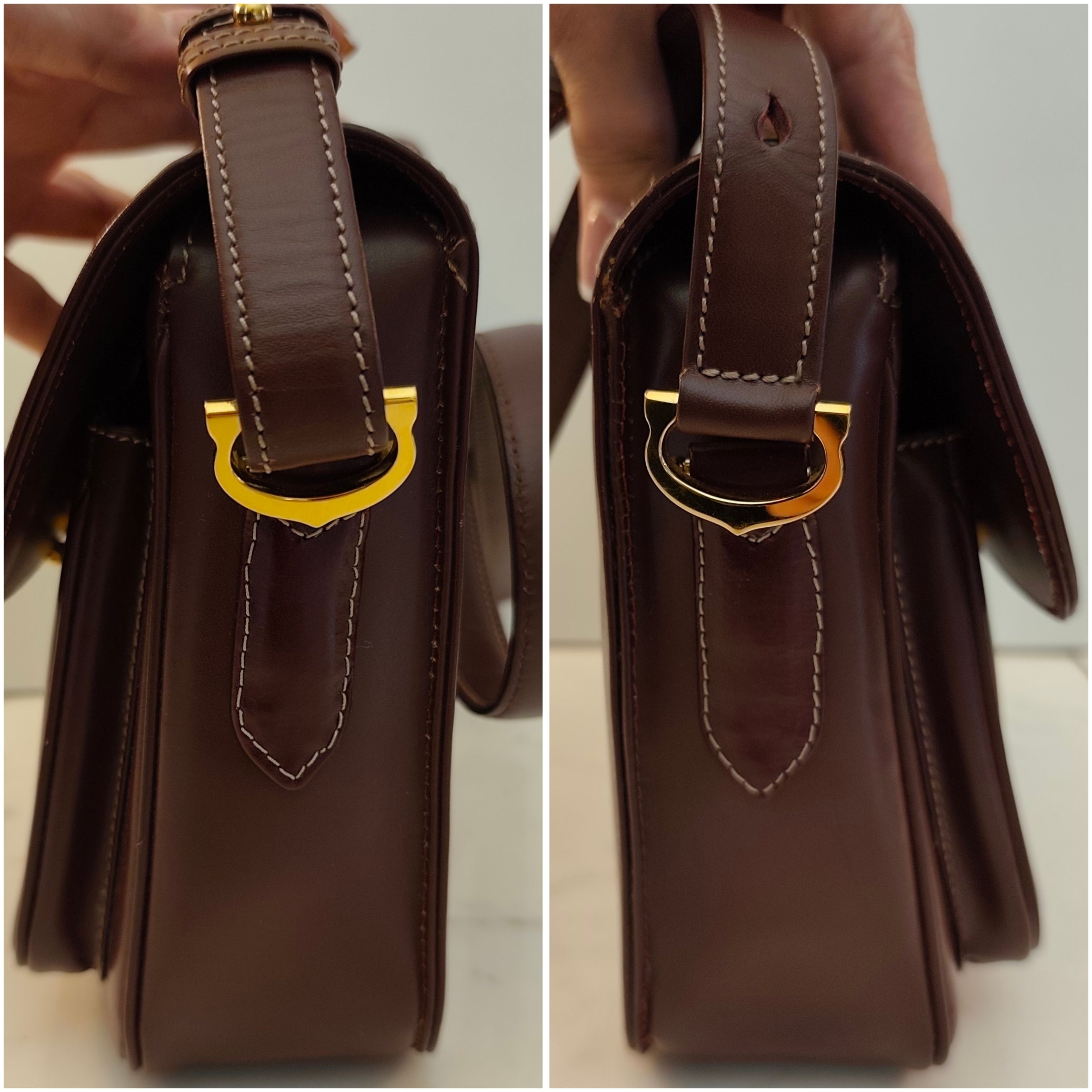 Cartier – Camera Bag Elegante Vintage in Pelle Bordeaux